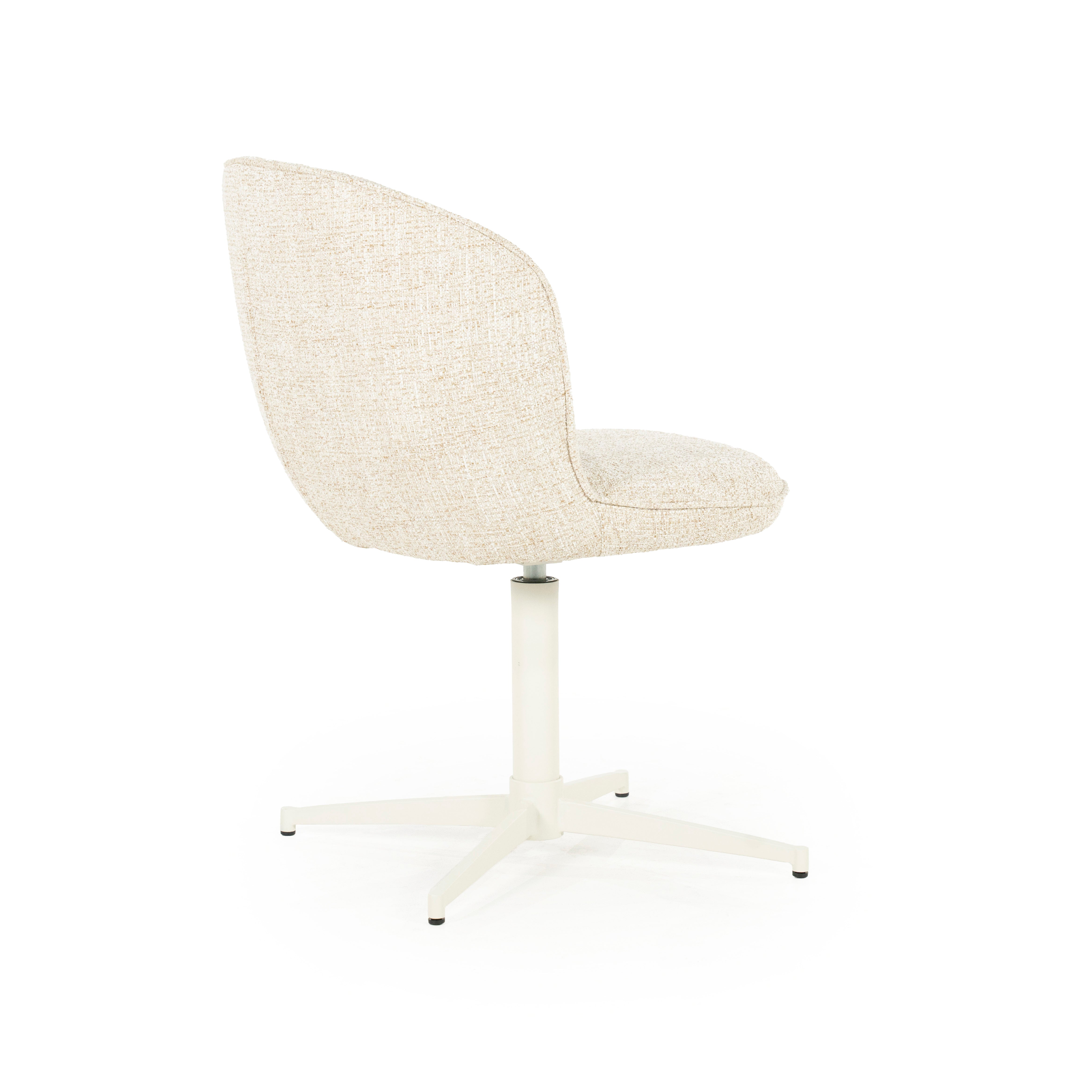 MOLLY Cream Swivel Chair with Cream Base