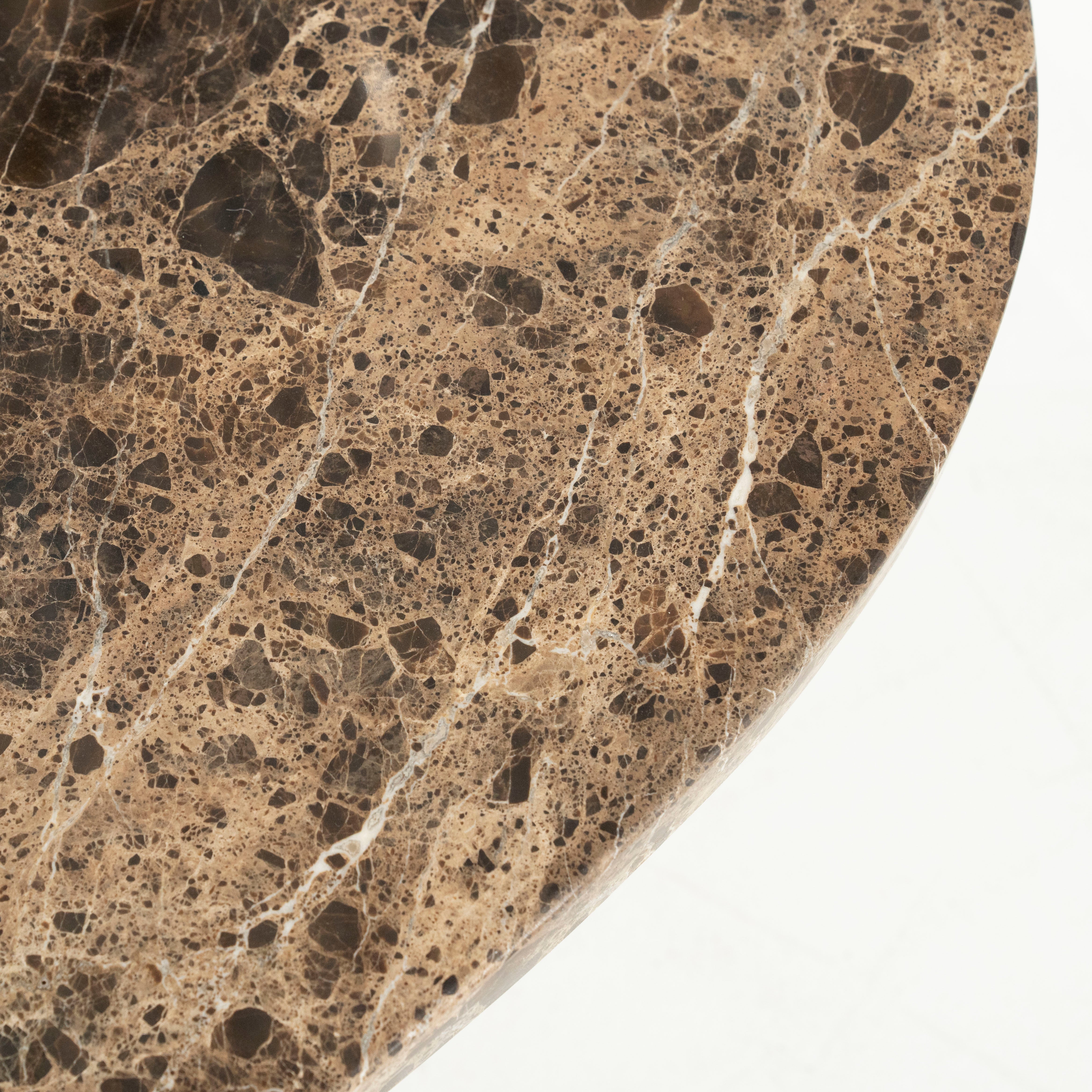 BRADLEY dark brown marble coffee table with a wooden base