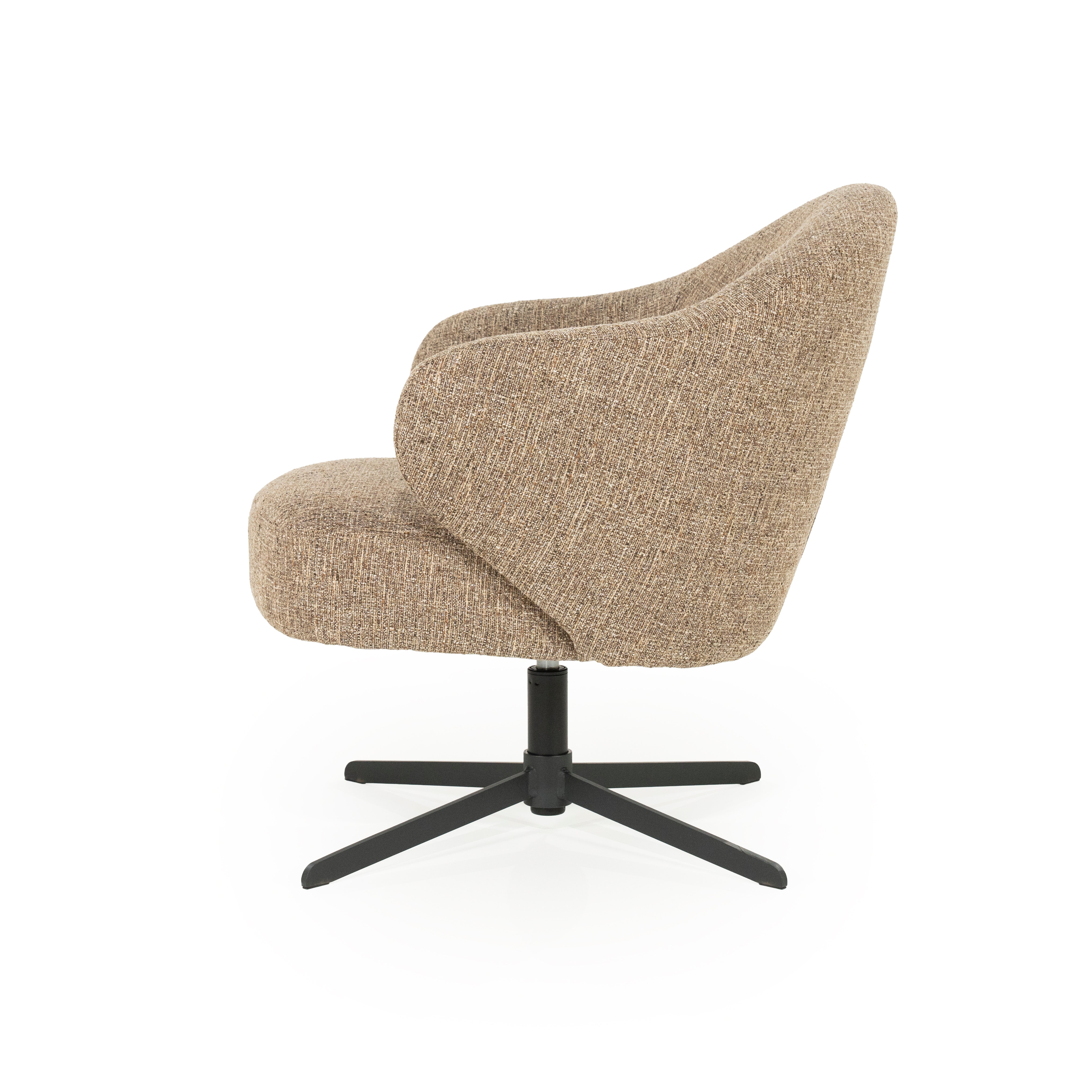 CONNOR brown swivel armchair with black base