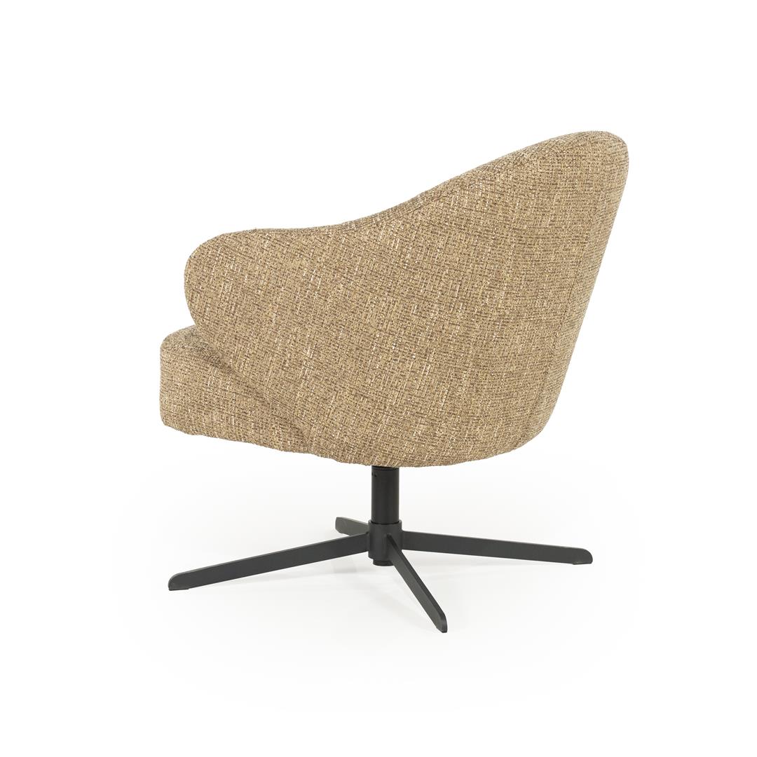 CONNOR swivel armchair mustard brown with black base