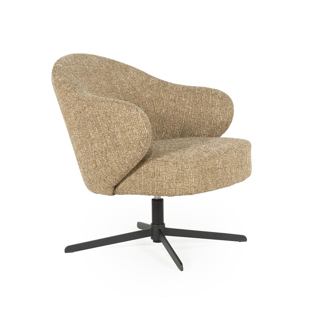 CONNOR swivel armchair mustard brown with black base
