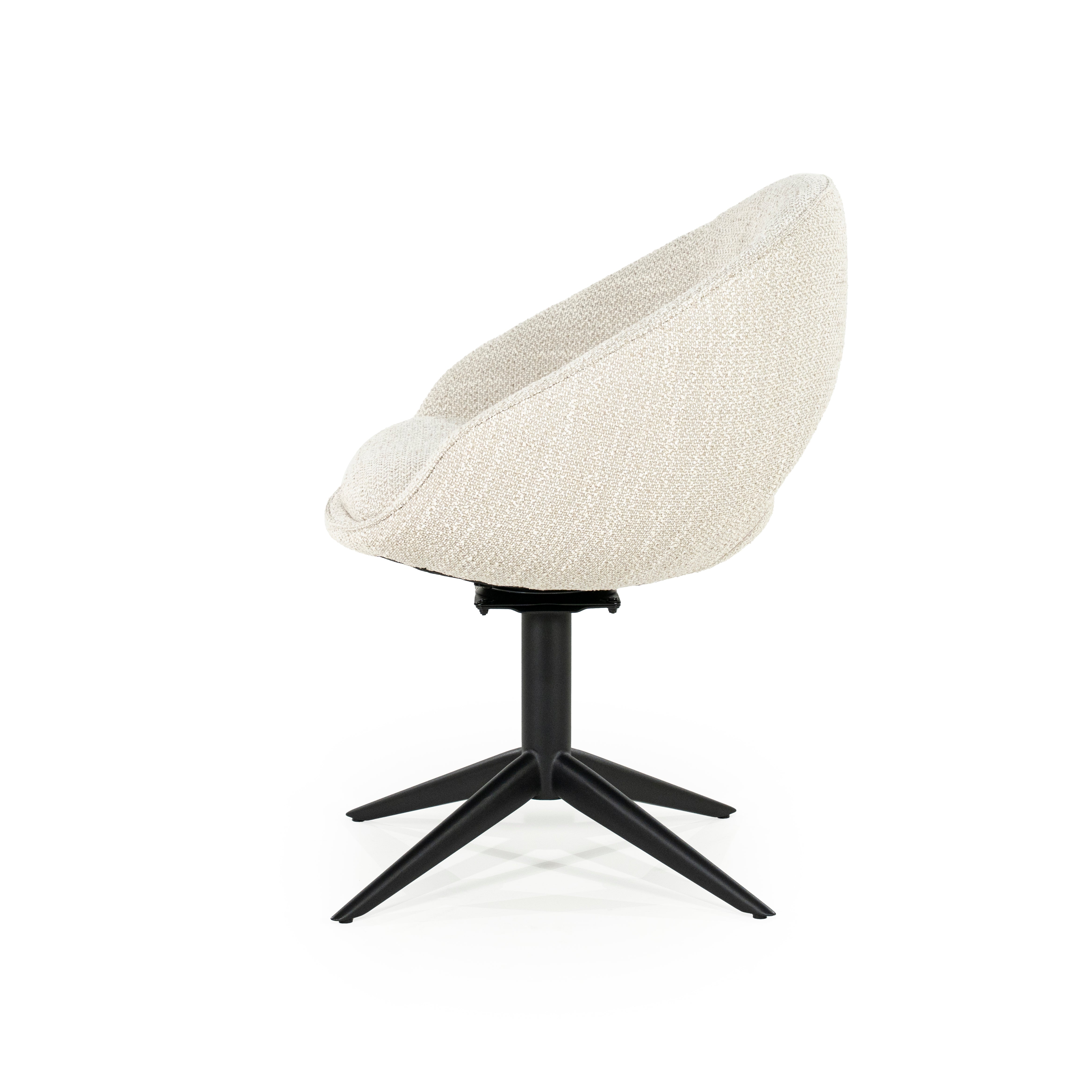 NOL Beige Swivel Chair with Black Base