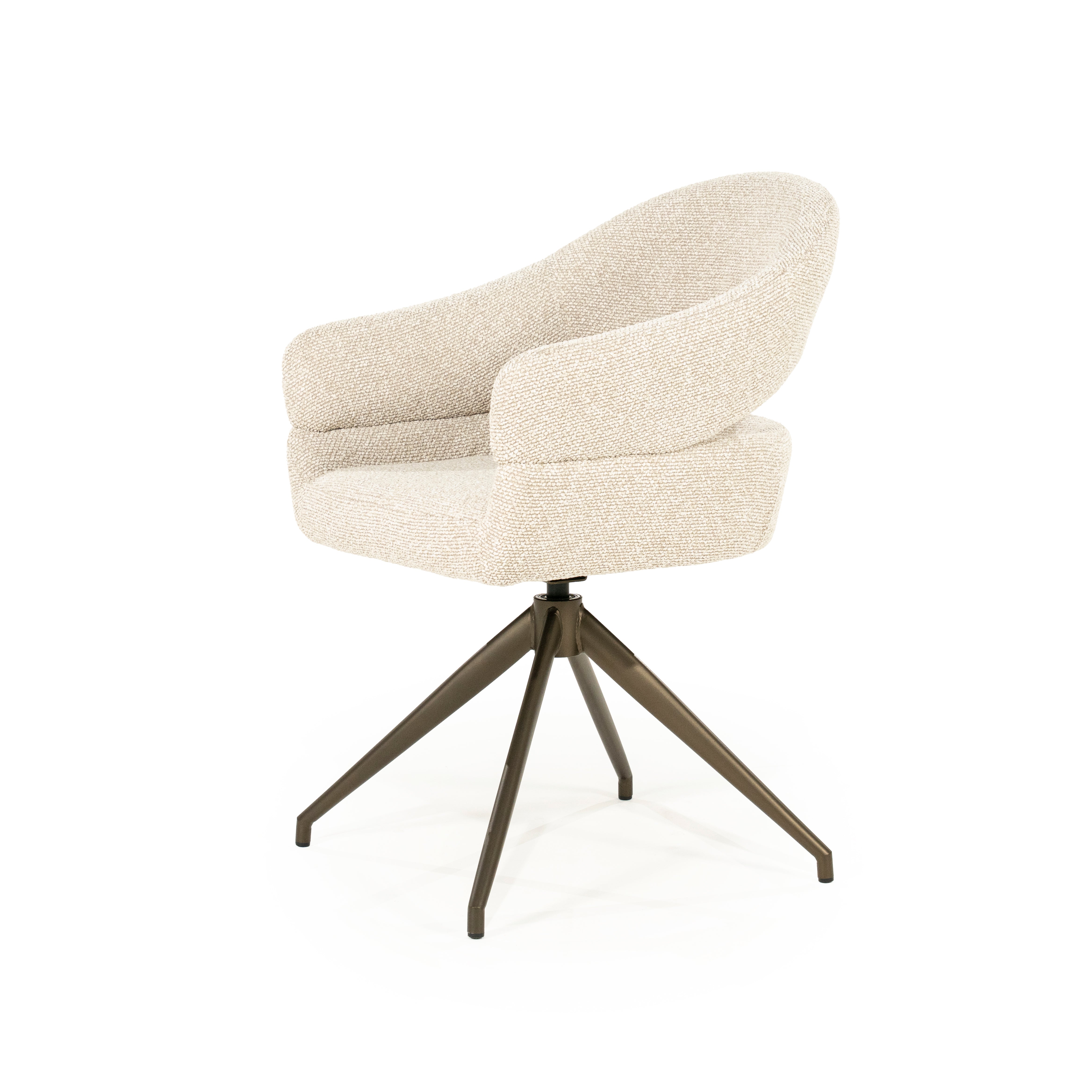 HAILEY beige swivel chair with dark brown base