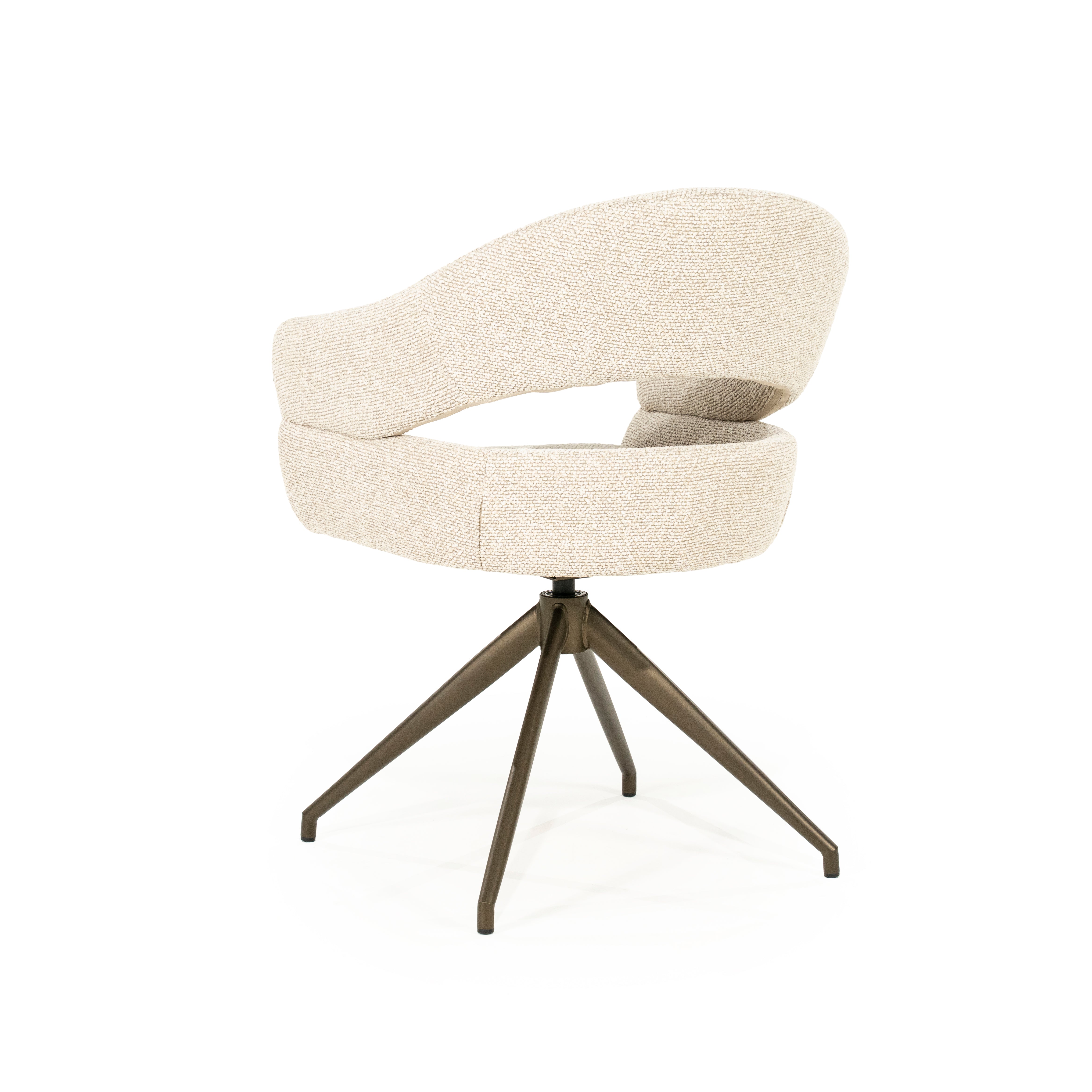 HAILEY beige swivel chair with dark brown base