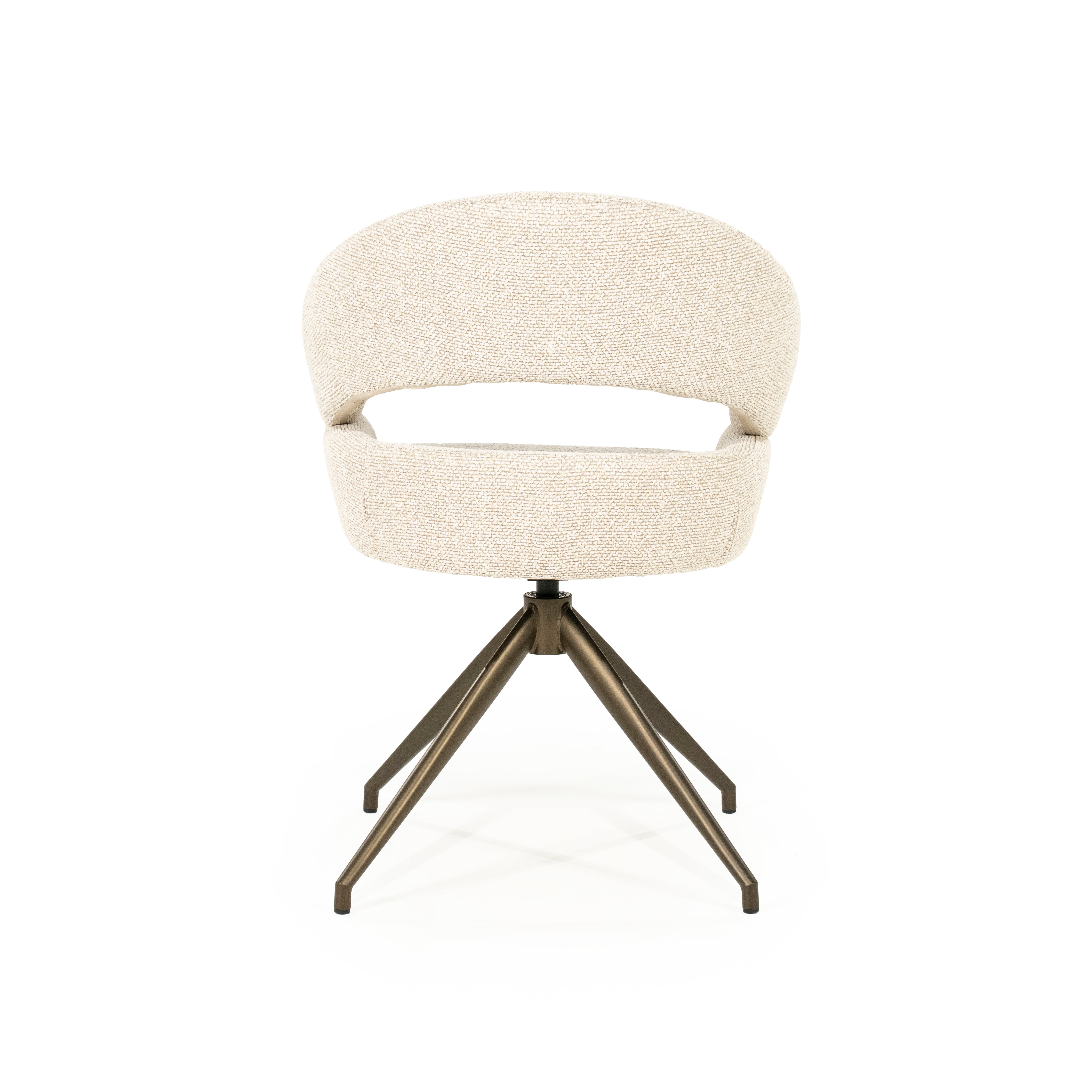 HAILEY beige swivel chair with dark brown base