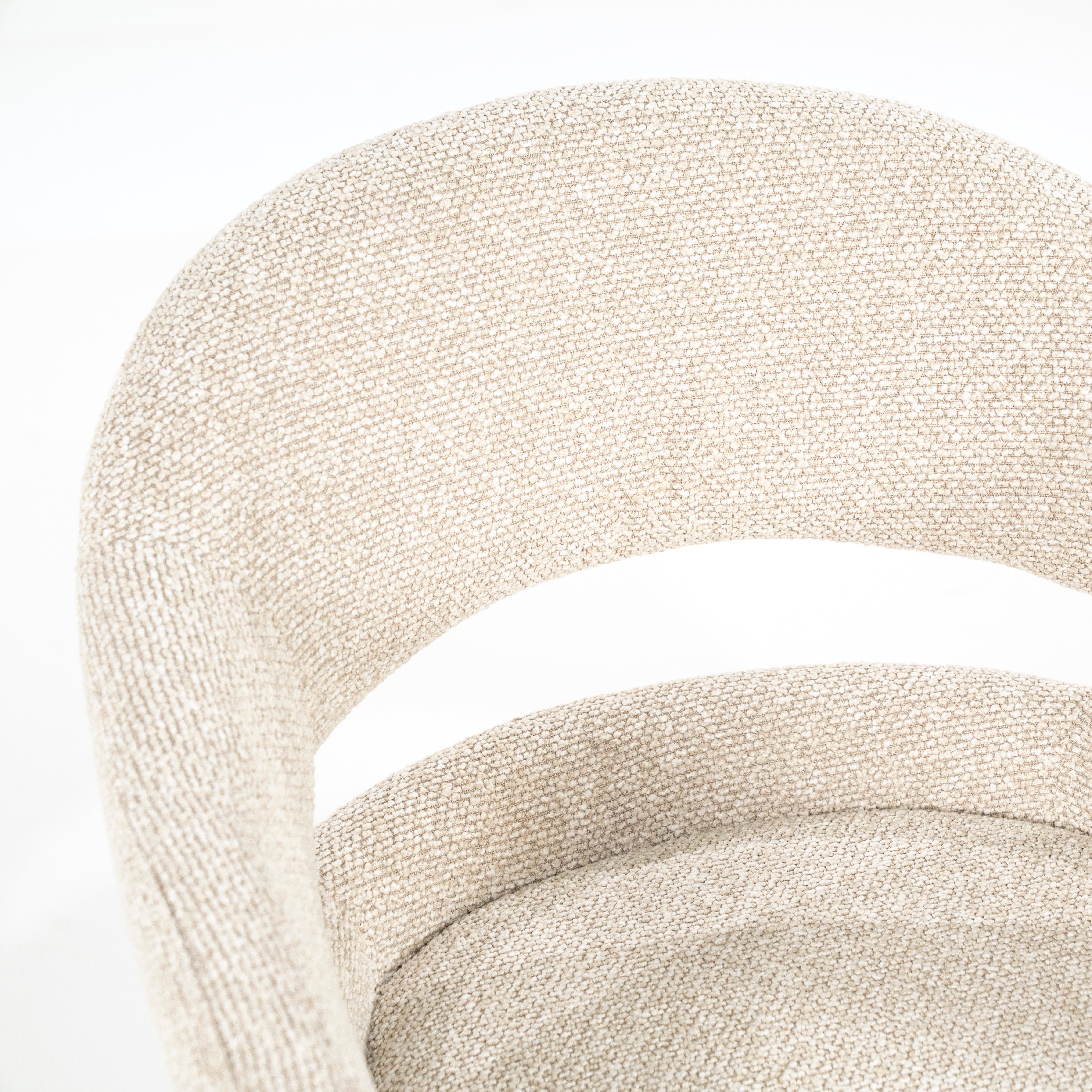 HAILEY beige swivel chair with dark brown base