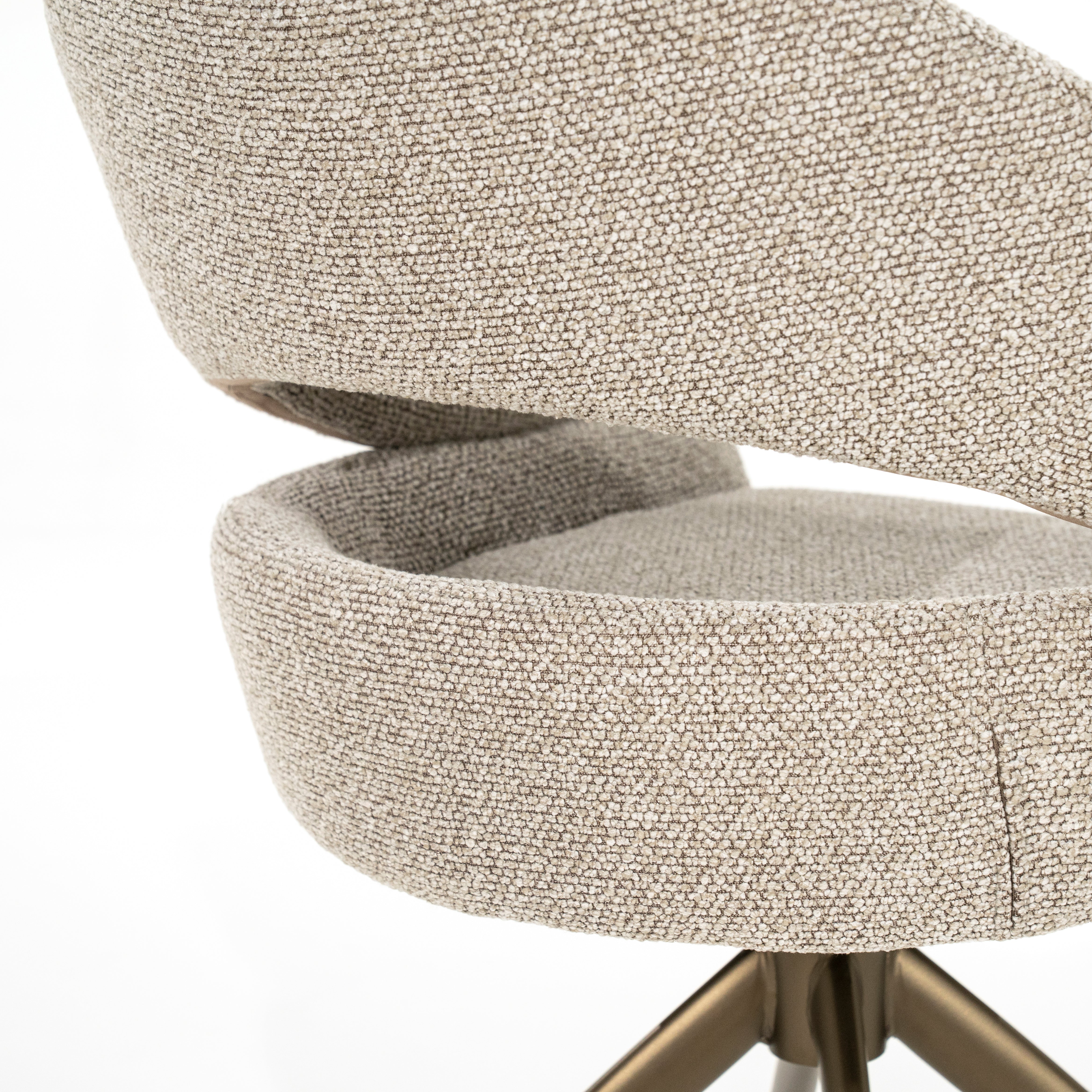 HAILEY taupe swivel chair with dark brown base