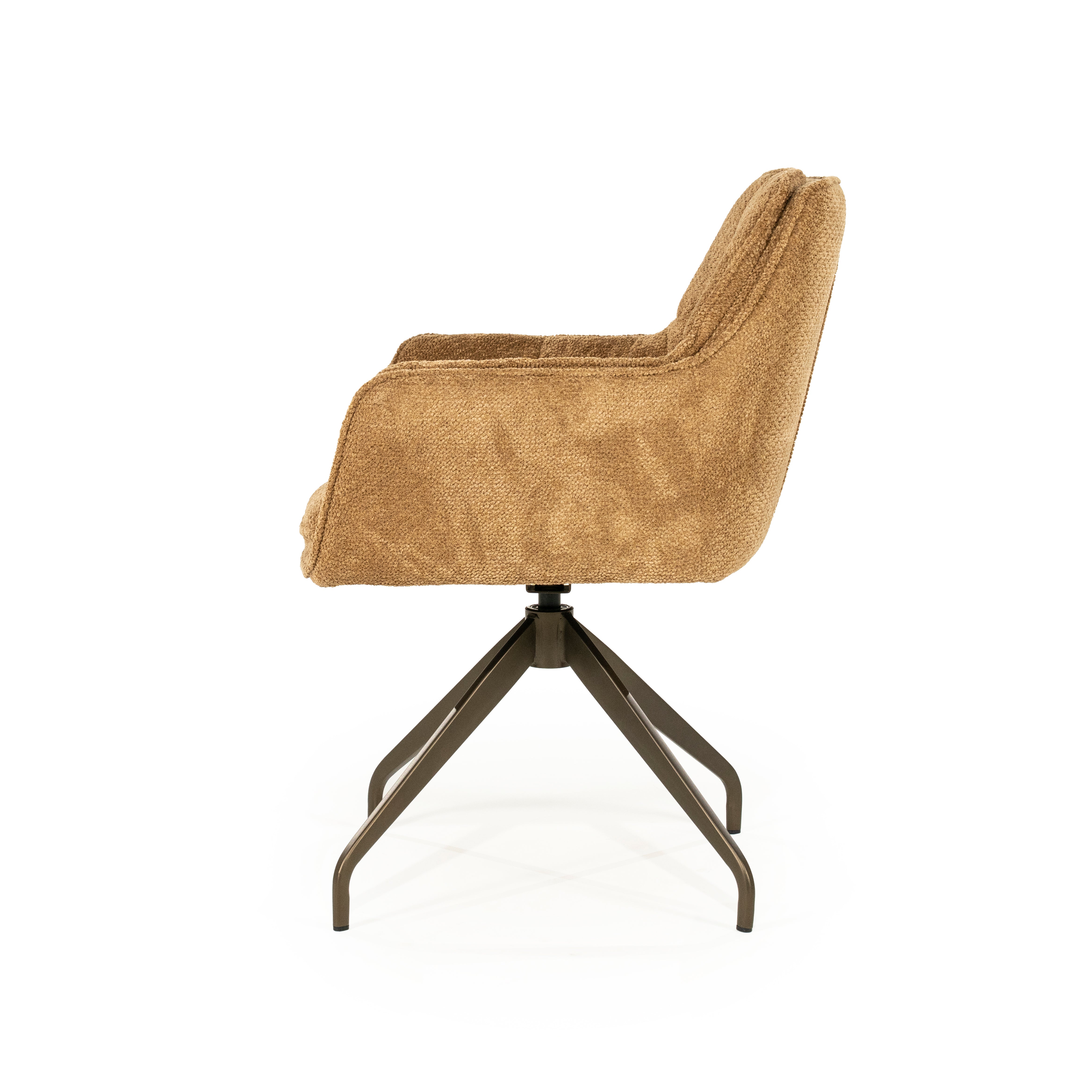 HUGO mustard swivel chair with dark brown base