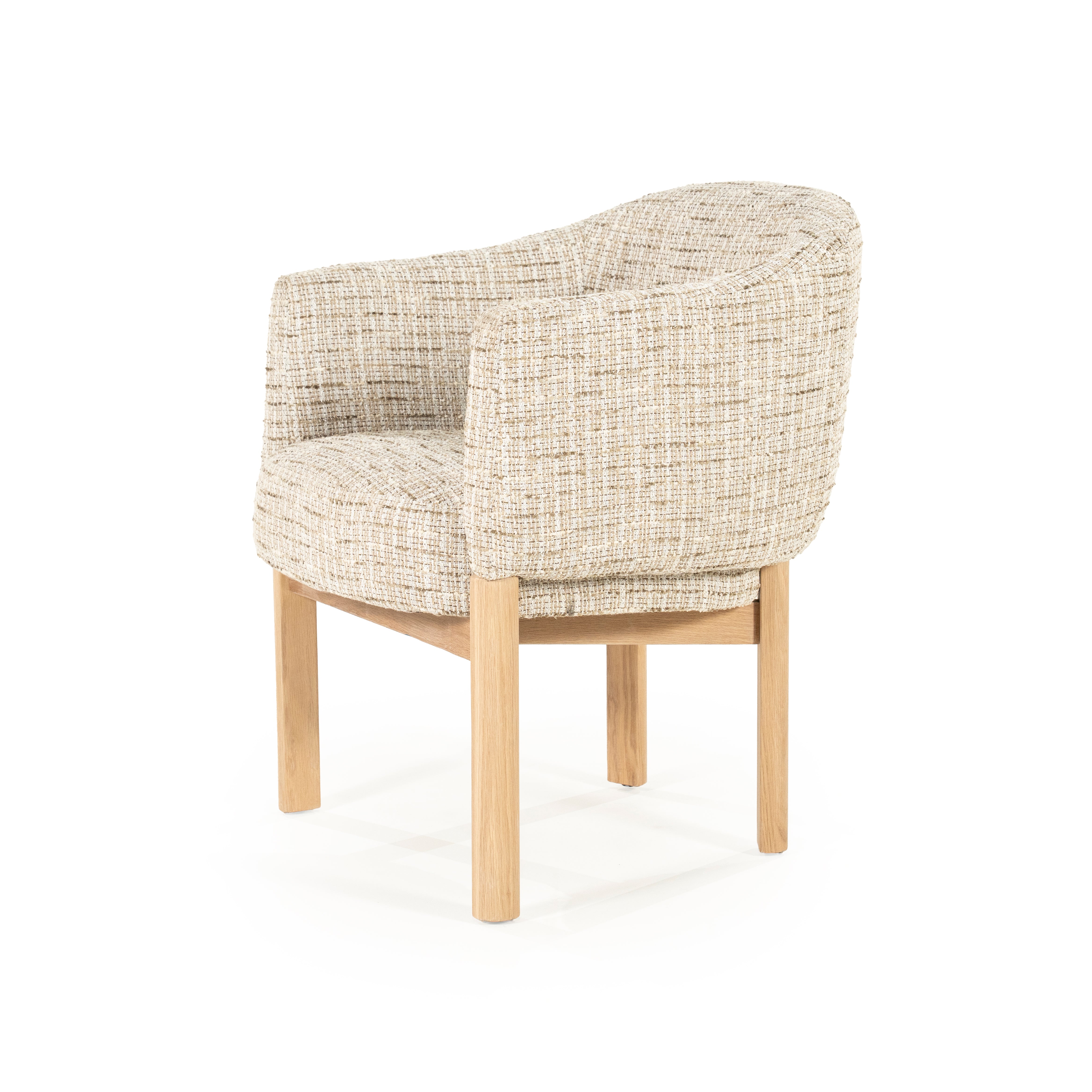 MICHA Armchair in Beige with Oak Base