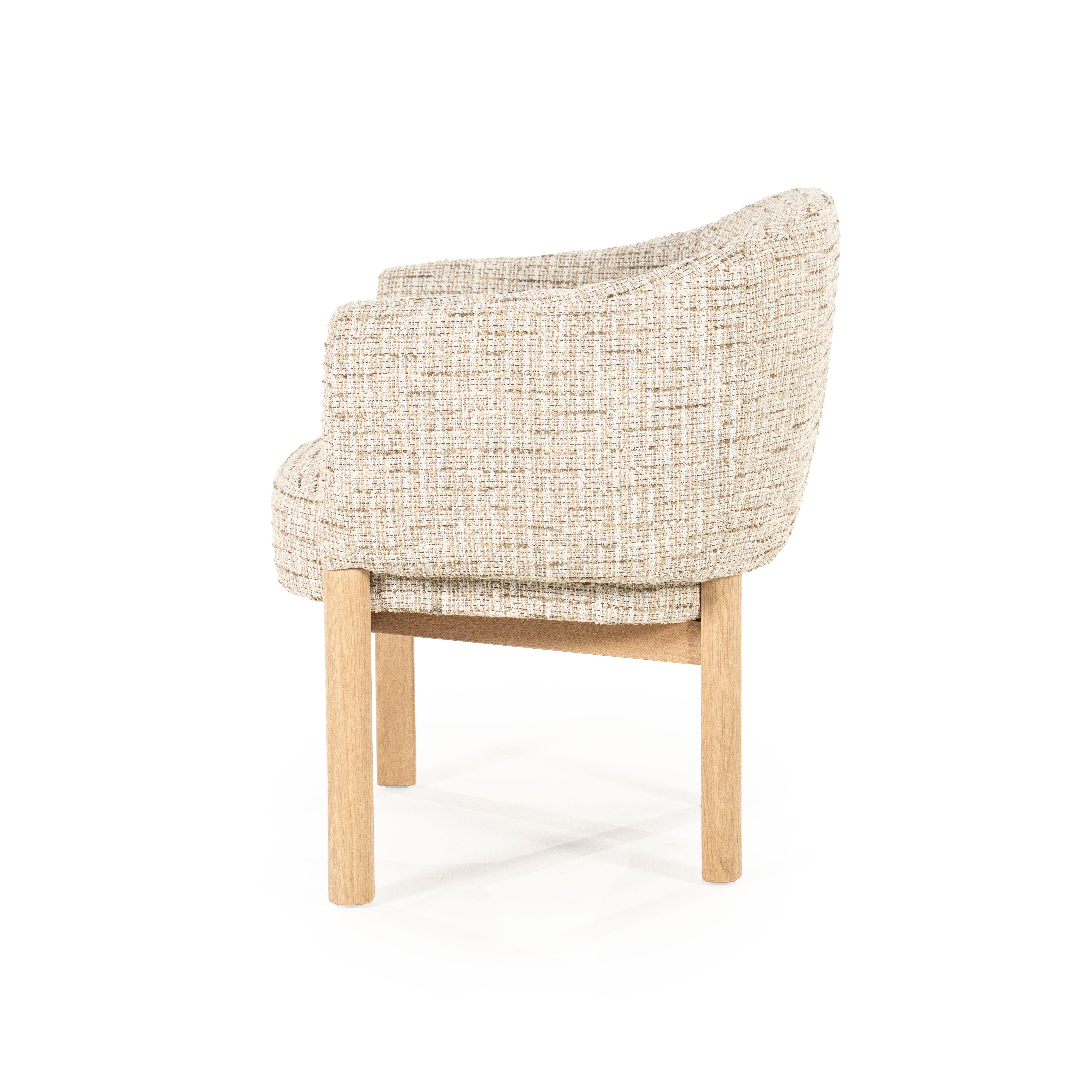 MICHA Armchair in Beige with Oak Base