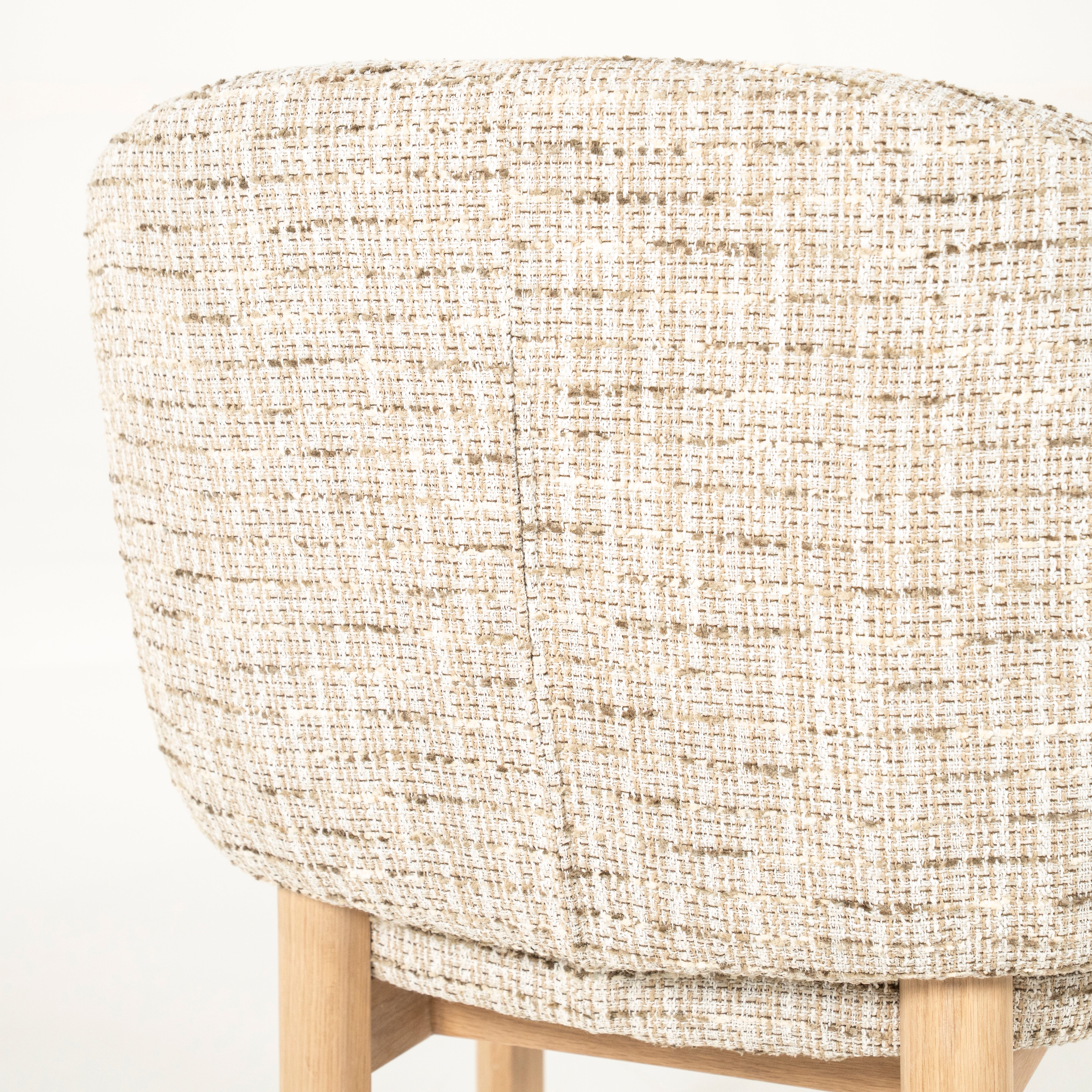 MICHA Armchair in Beige with Oak Base