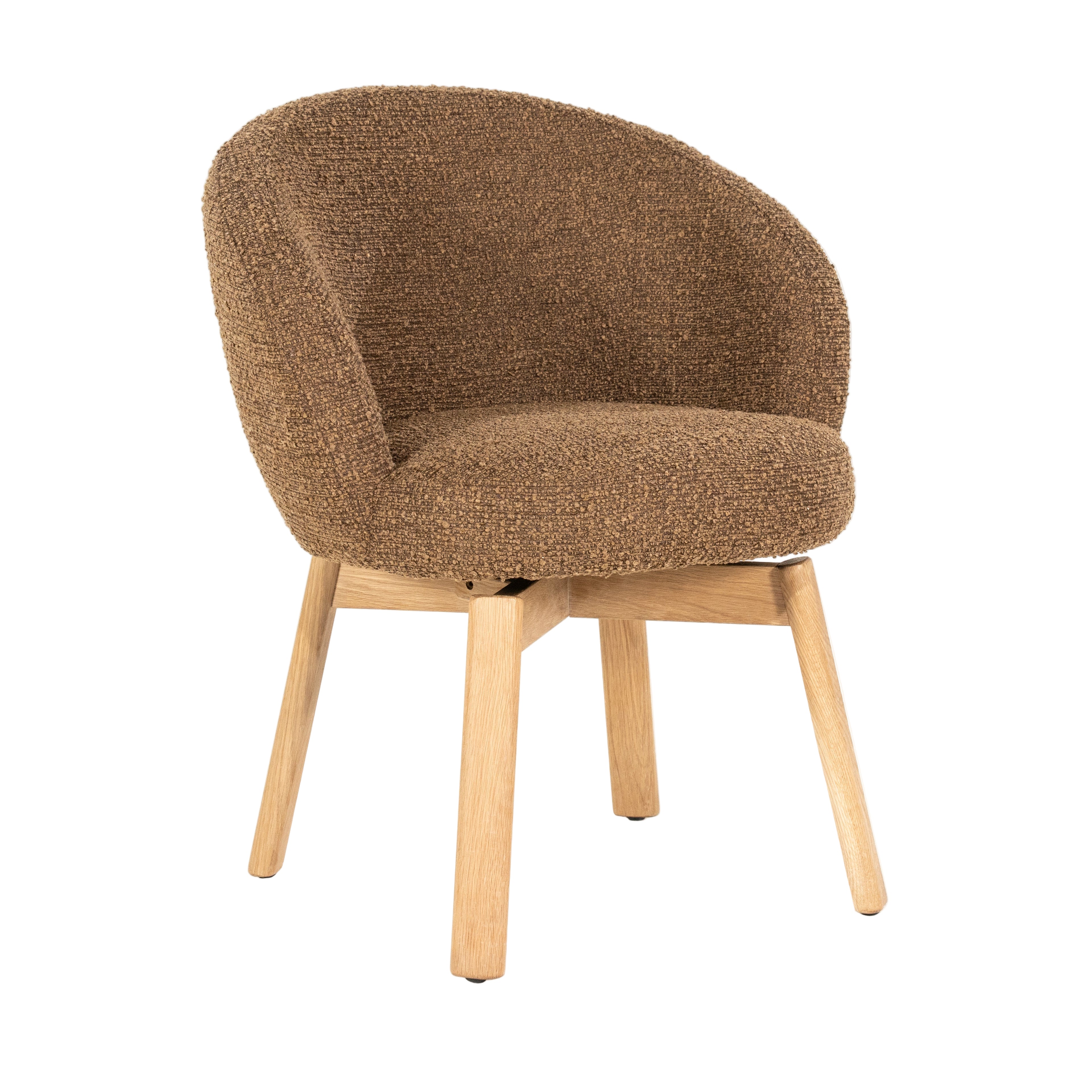 LIVIA swivel chair brown with wooden base