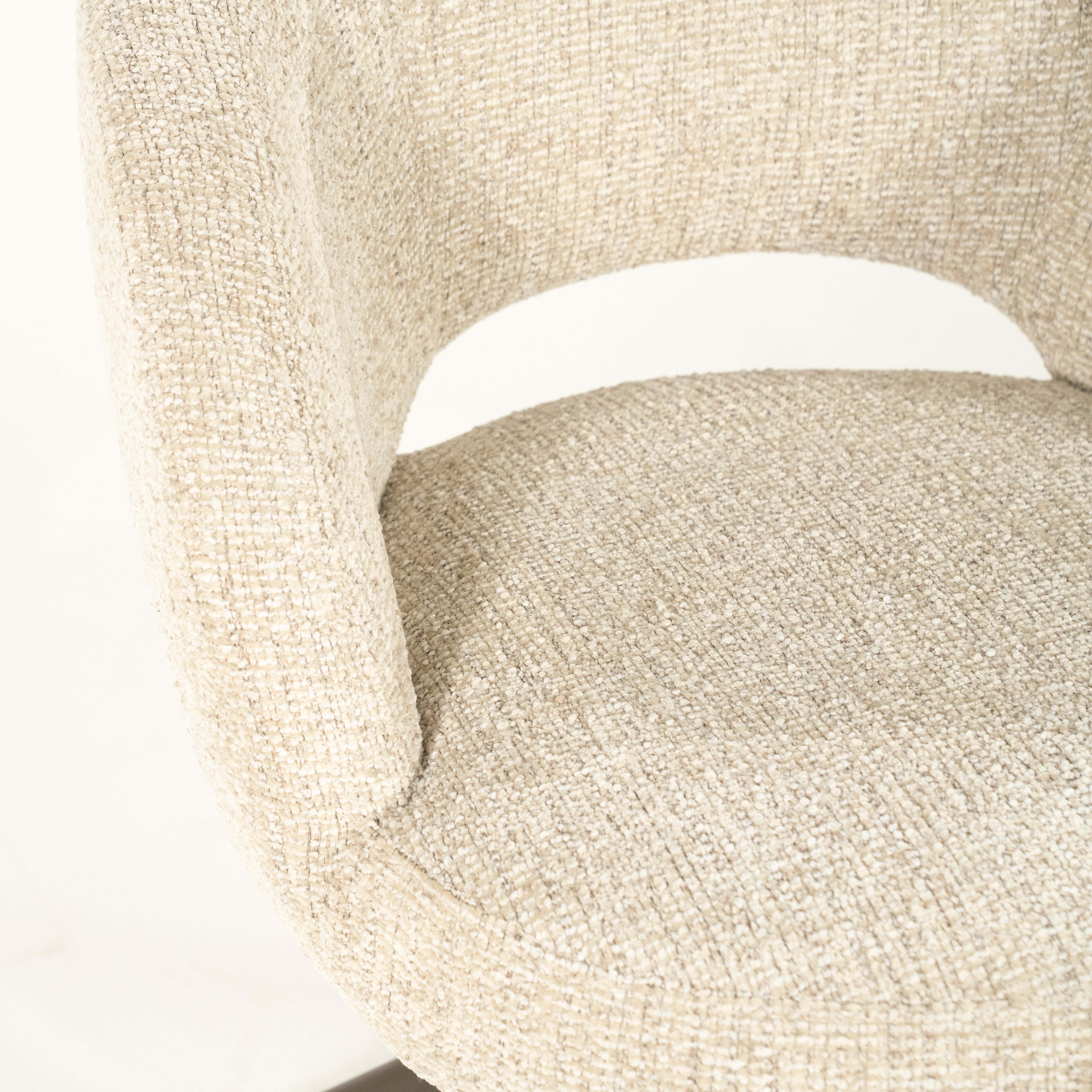 Drehstuhl ALISSA beige mit dunkelbraunem Fußteil