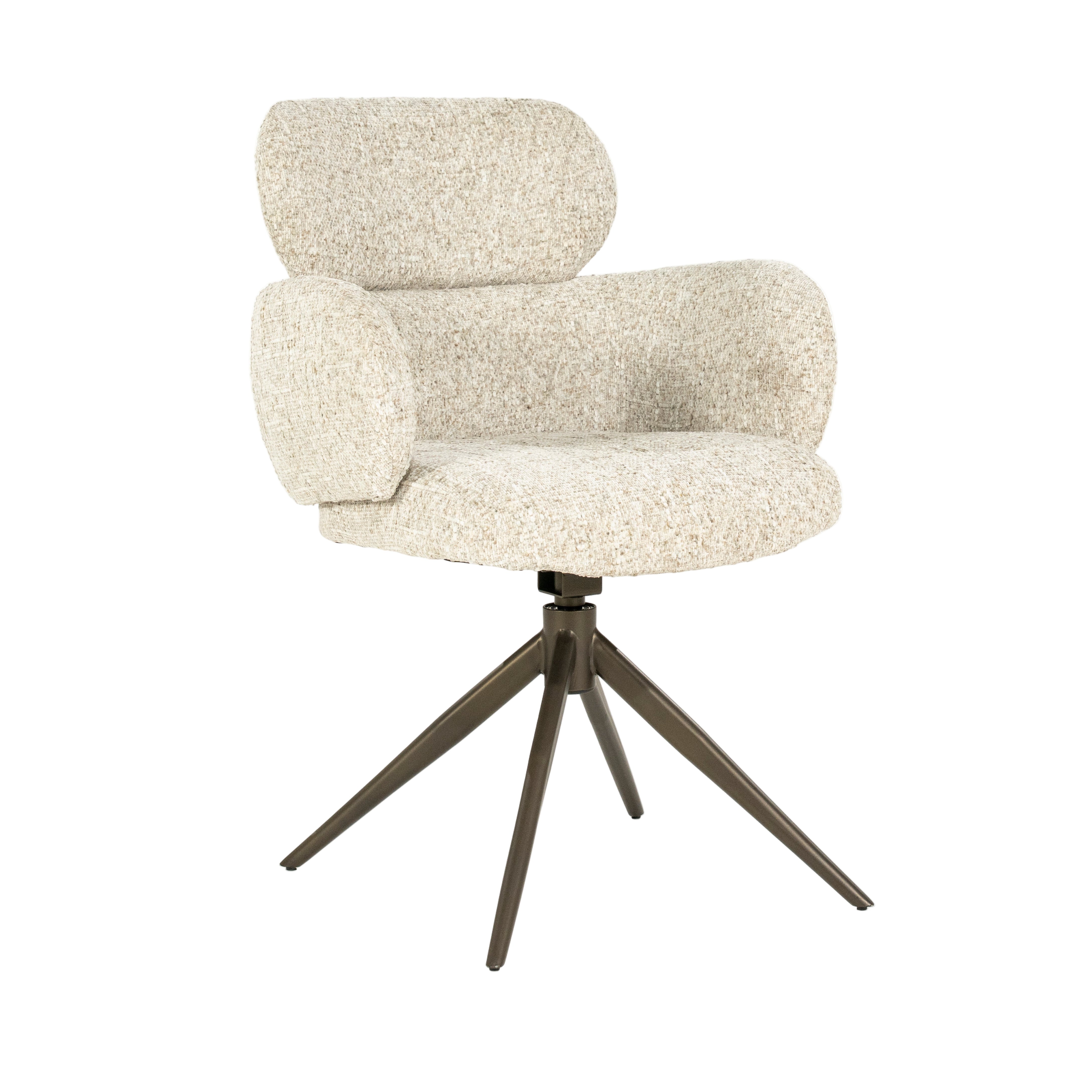 DARCIO swivel chair beige with dark brown base