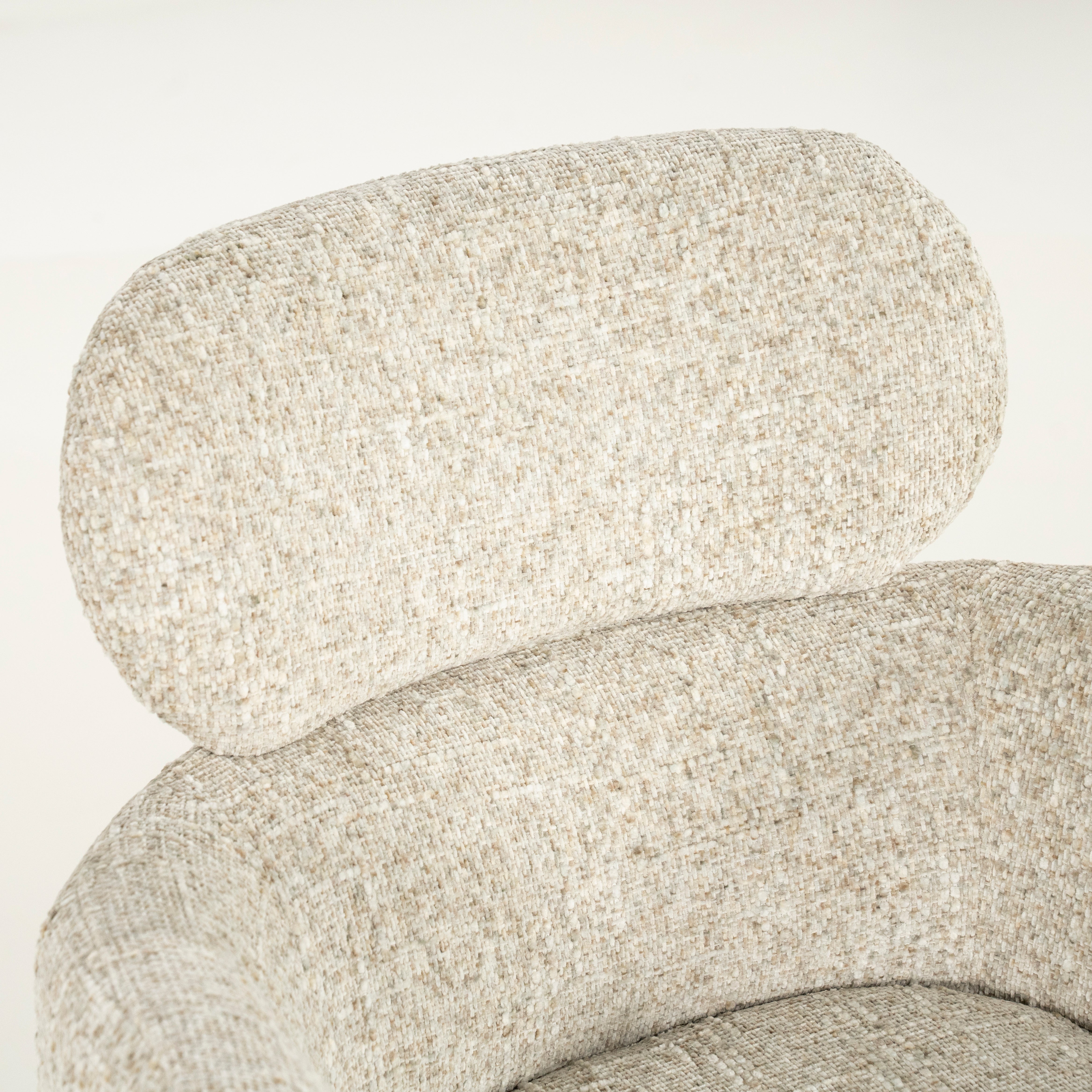 DARCIO swivel chair beige with dark brown base