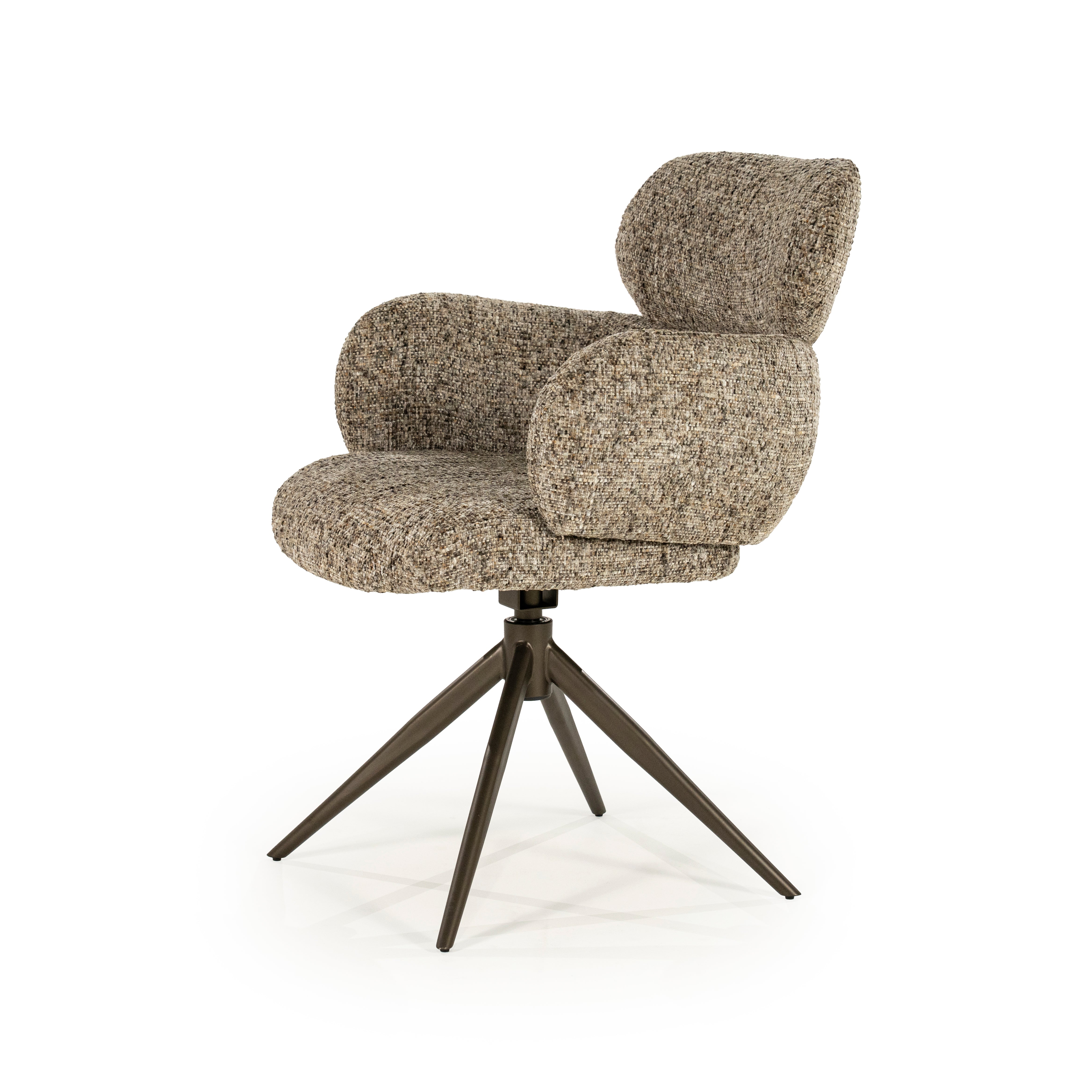 DARCIO swivel chair gray-brown mélange with dark brown base