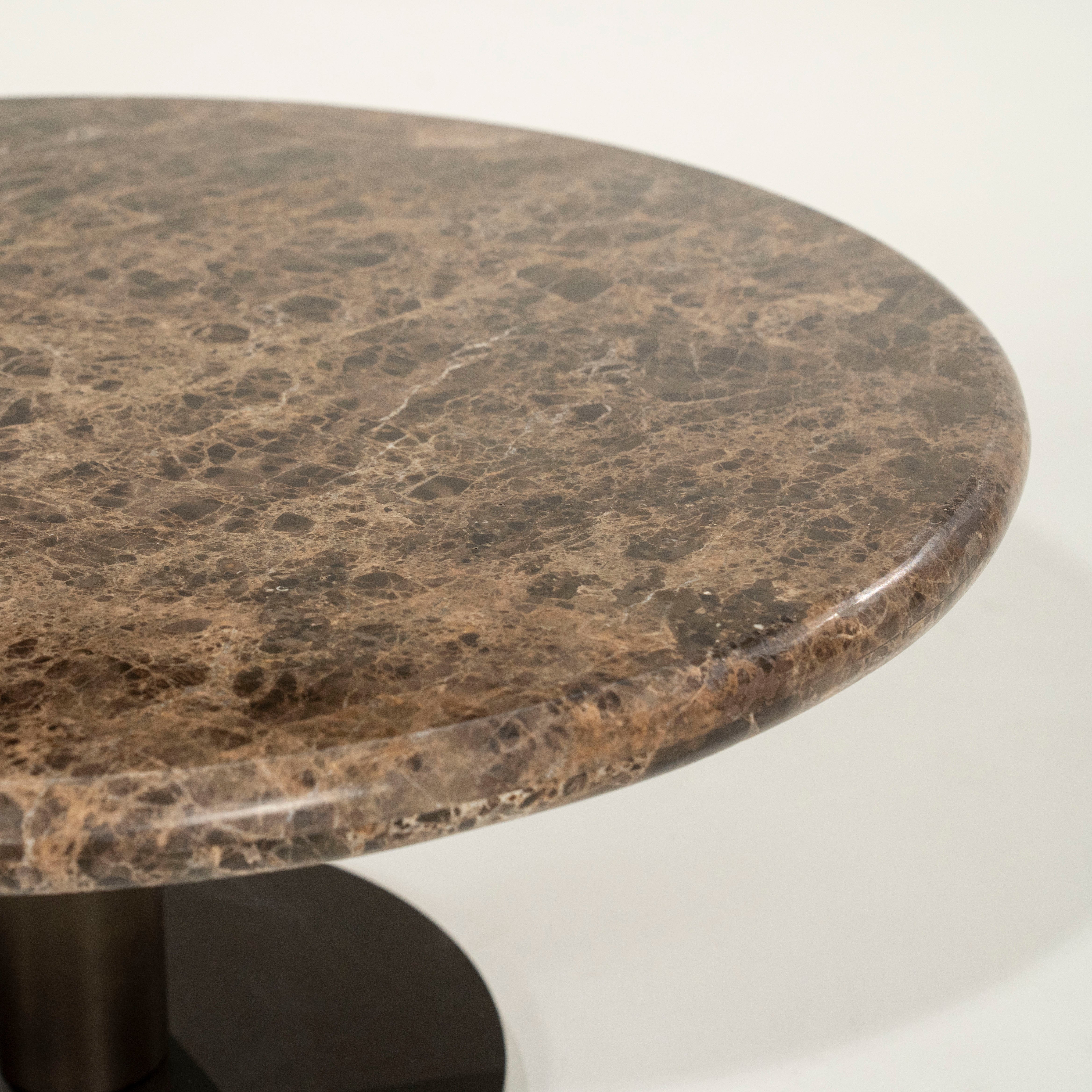 LUIGI coffee table brown marble with metal base
