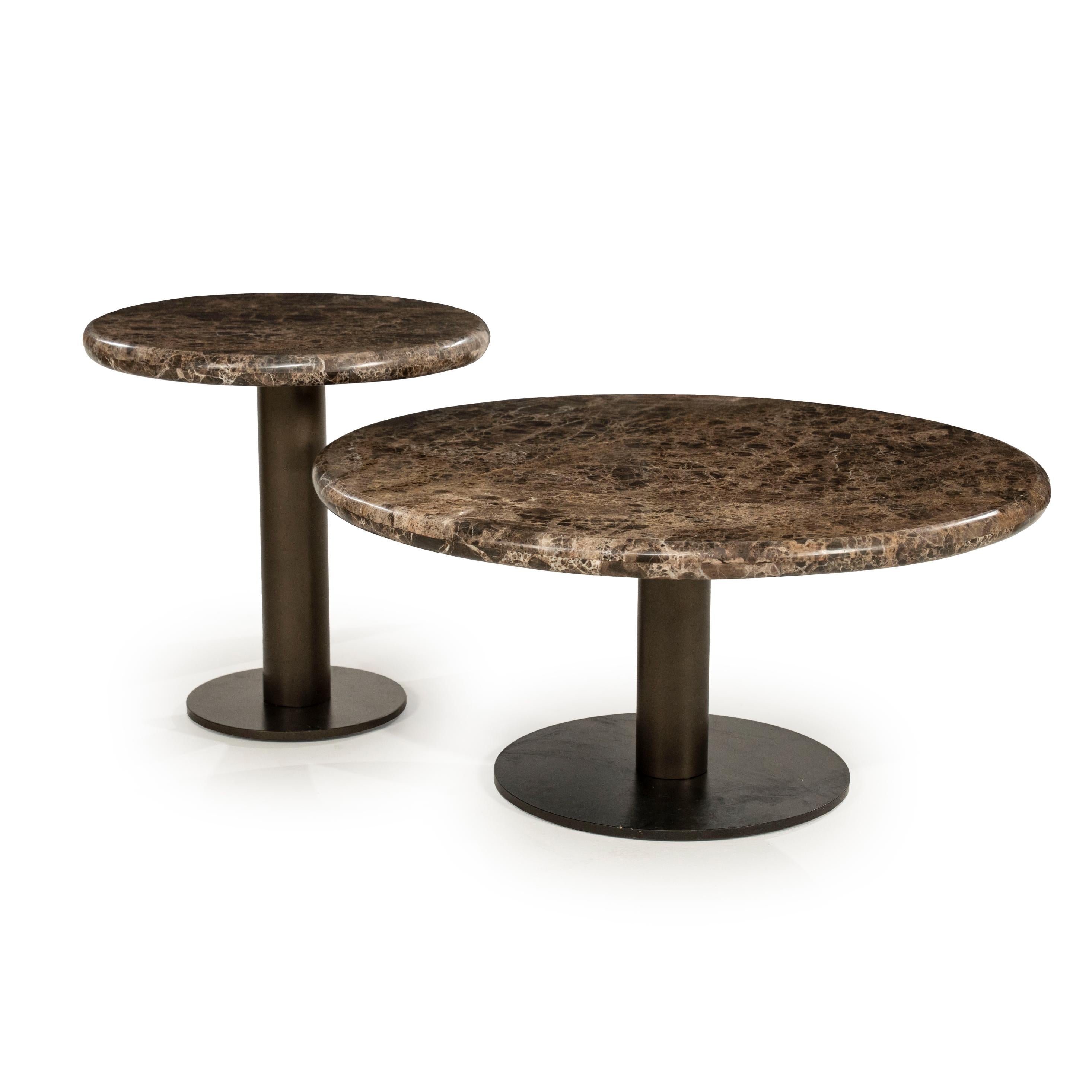 LUIGI coffee table brown marble with metal base