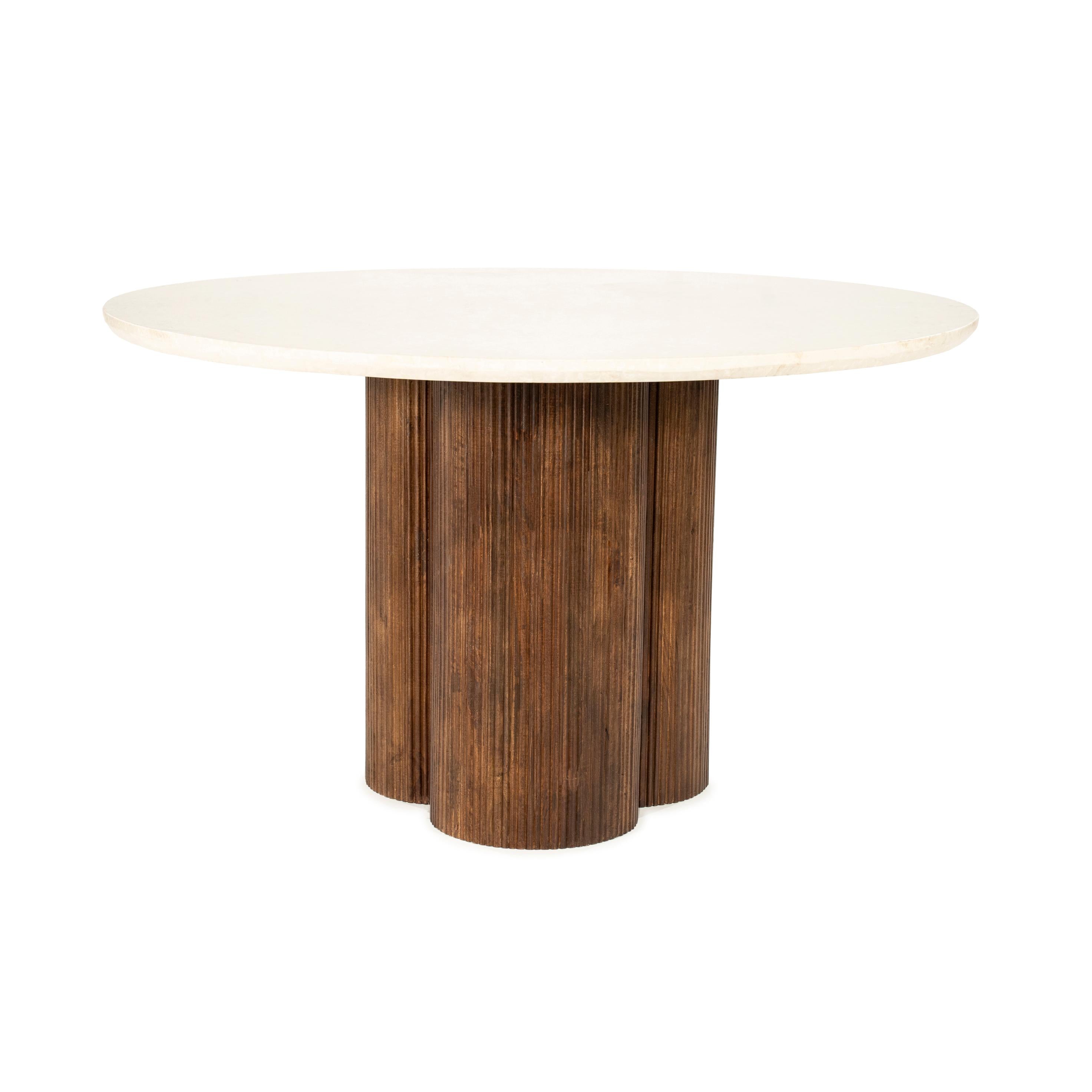 Round Table XANNI Botticion Marble with Mango Wood
