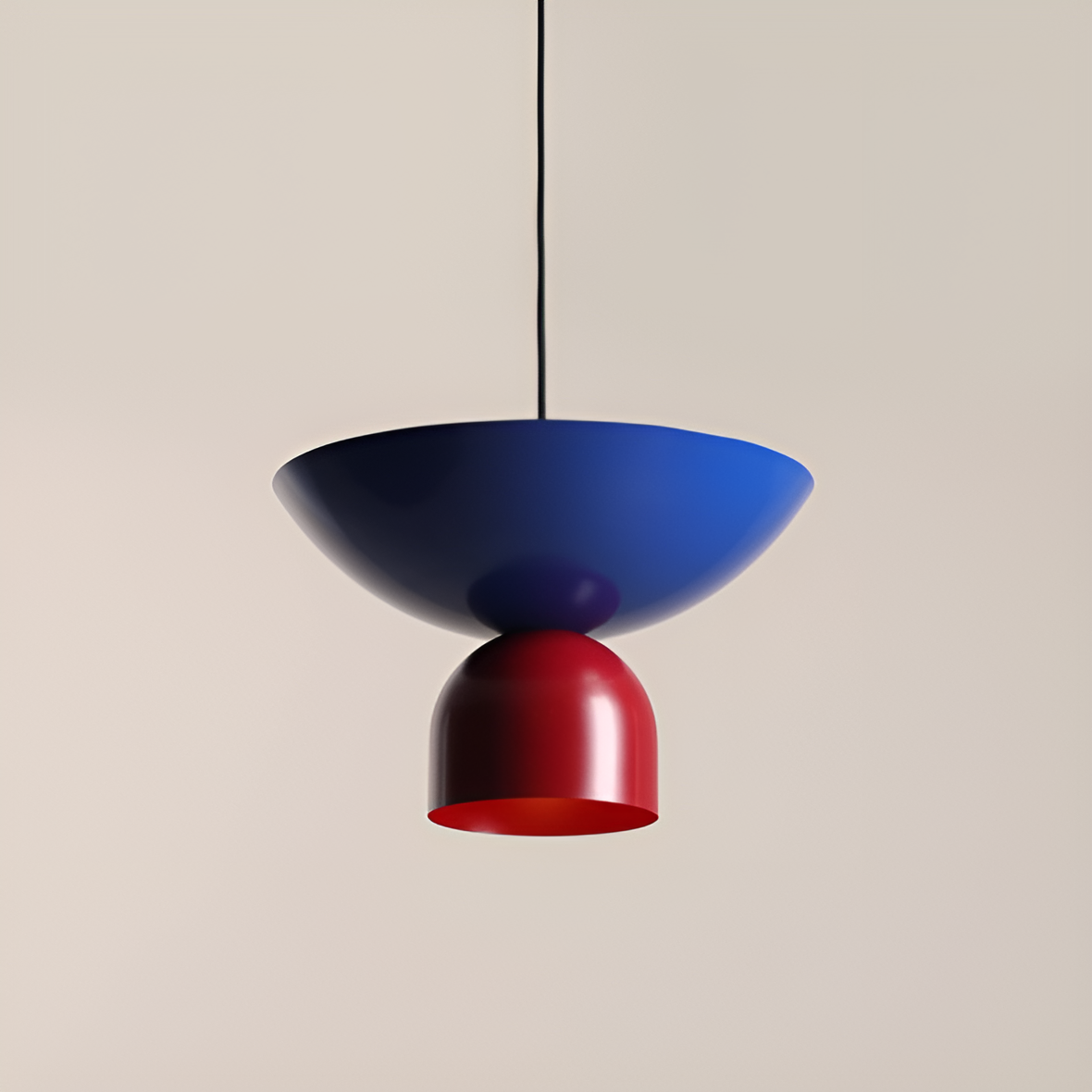 Ilia blue hanging lamp with red