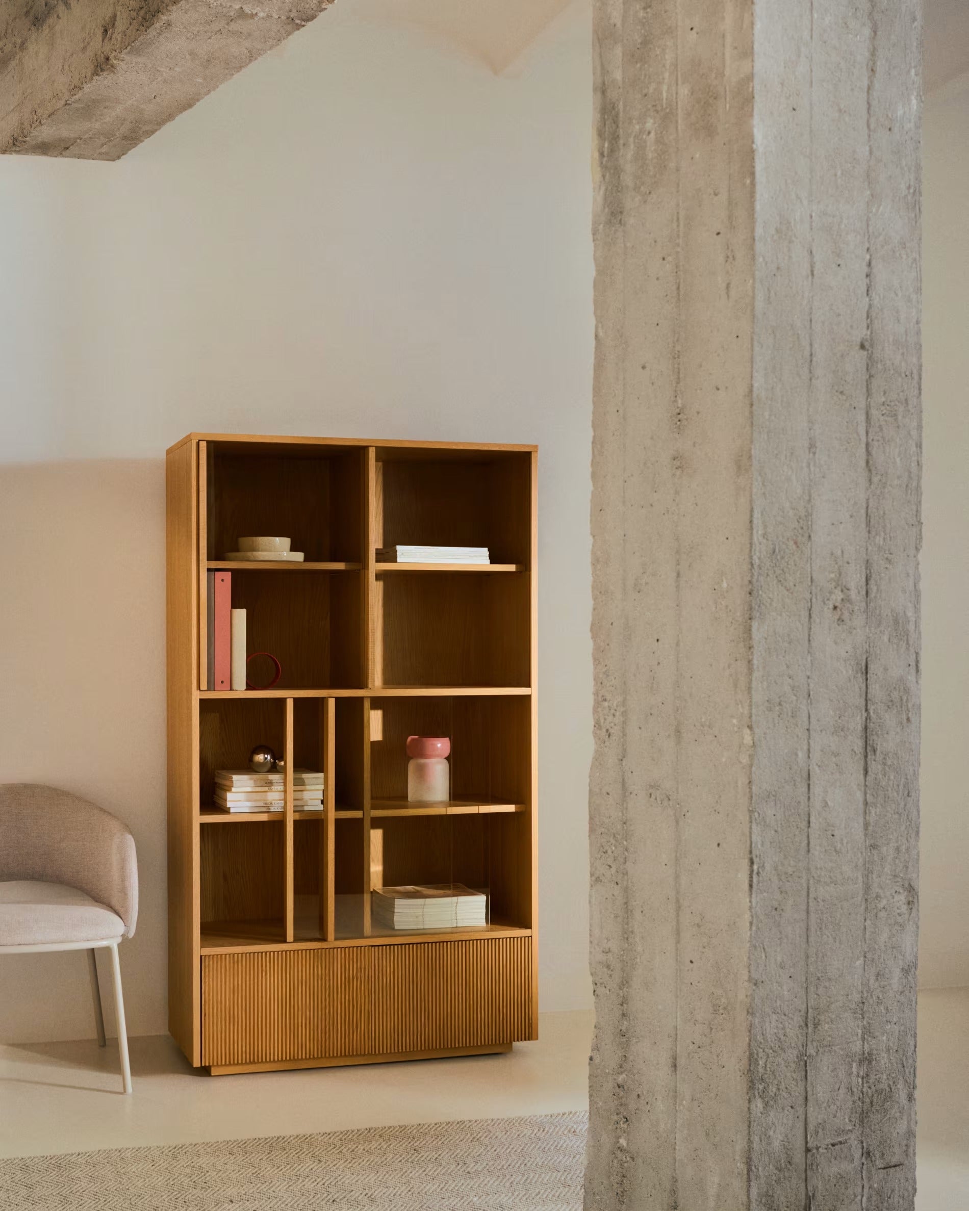Helvine Oak Veneer Display Cabinet