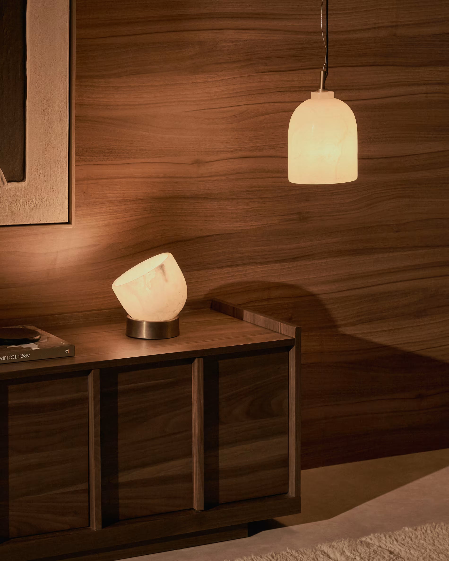 SHENLI Alabaster and Brass Table Lamp