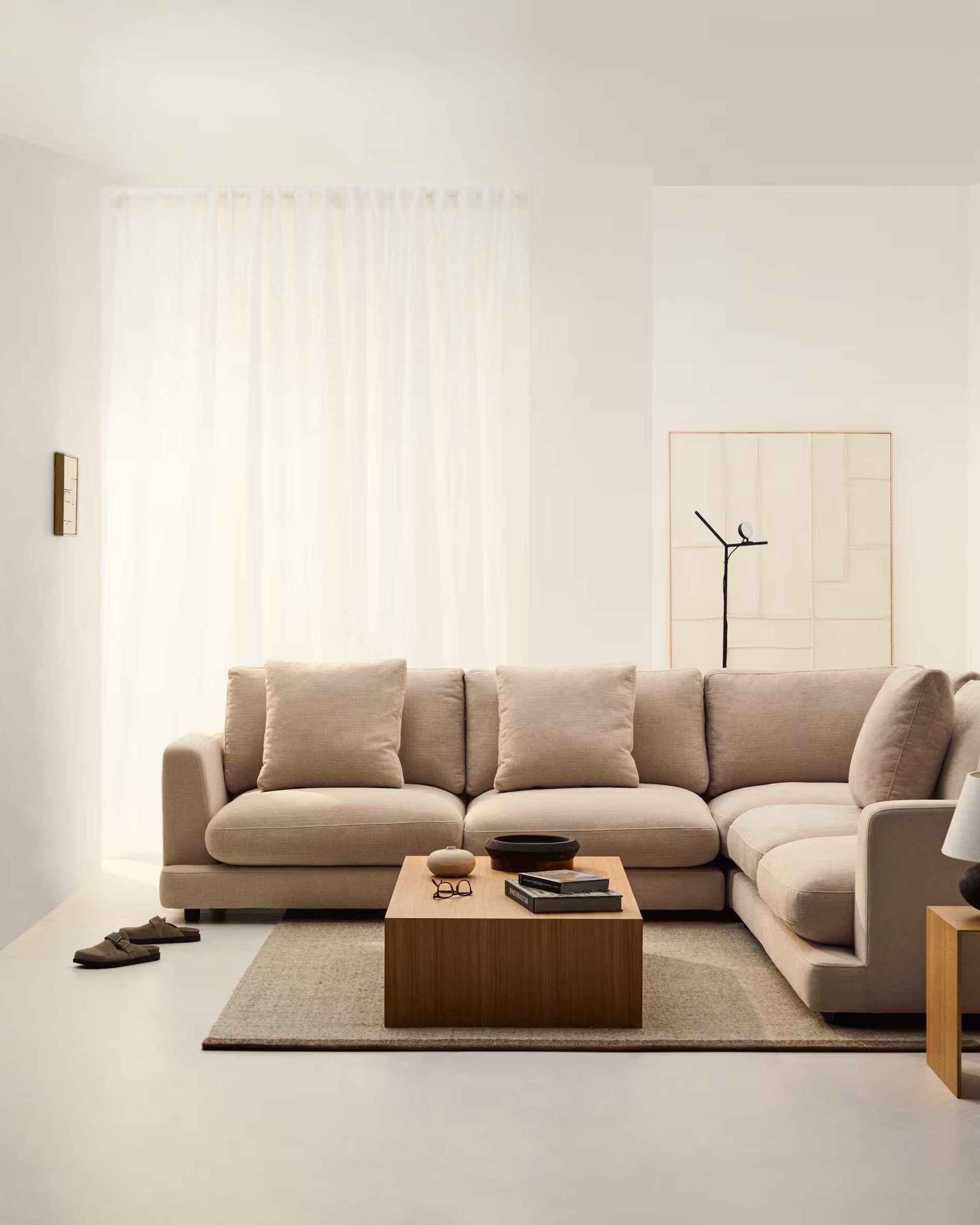 GALA beige chenille corner sofa
