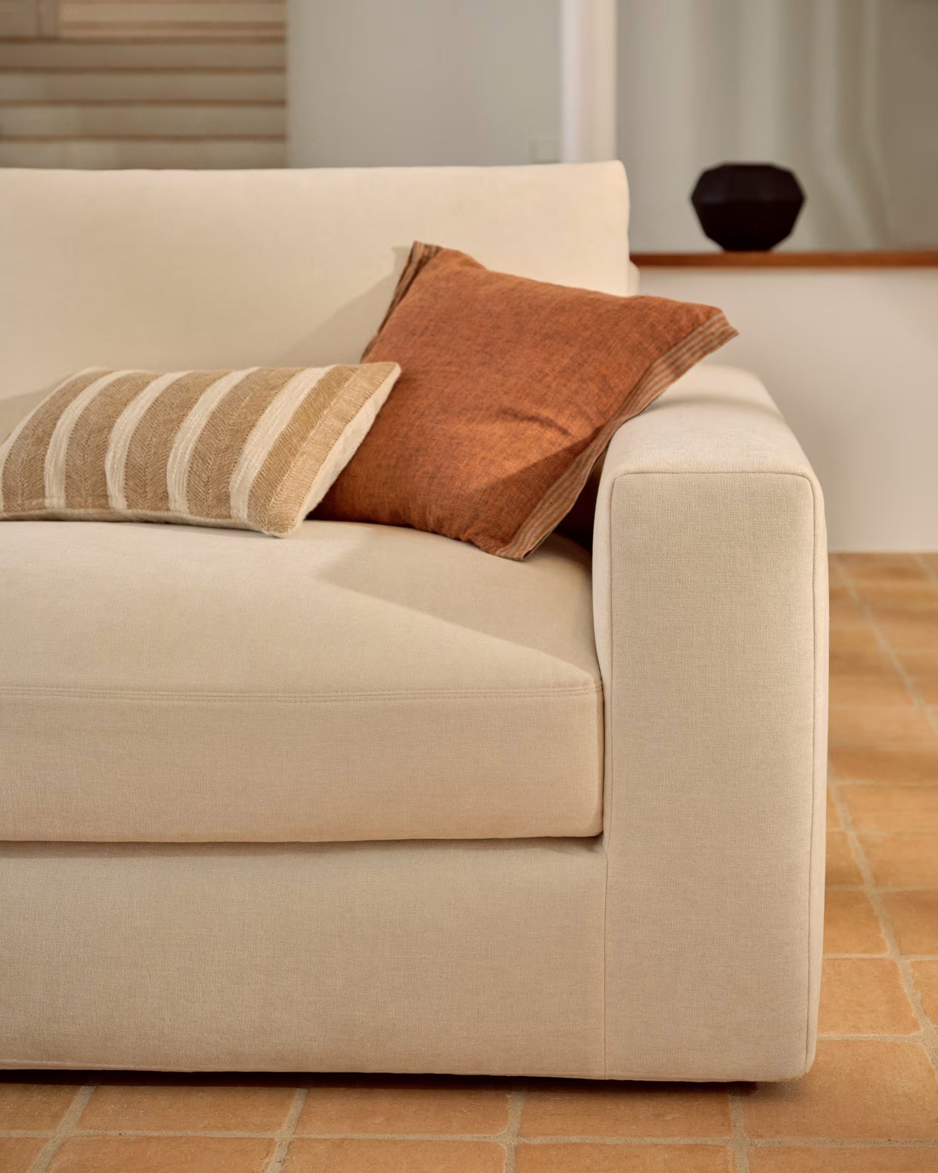 3-Sitzer-Sofa ALEA aus ecrufarbenem Chenille 