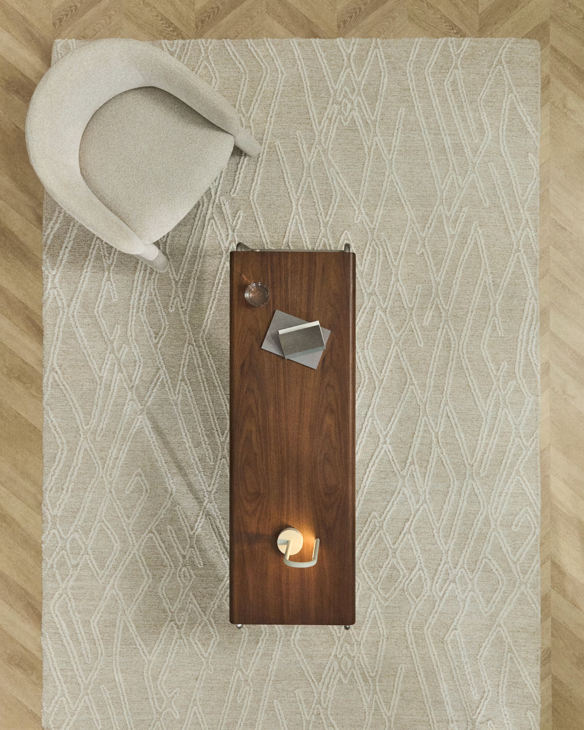 SELIRA Beige Carpet with Embroidery Effect