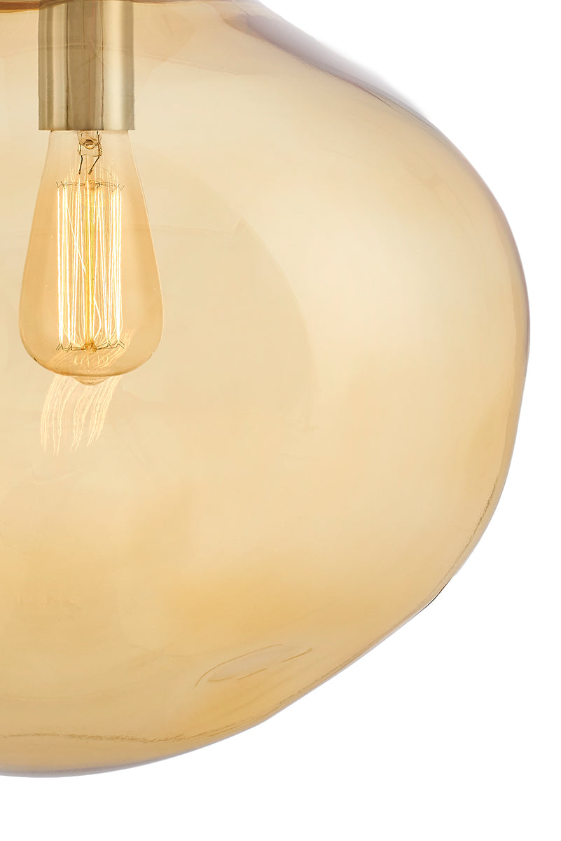 Pendelleuchte AVIA bernsteinfarben mit silbernem Finish