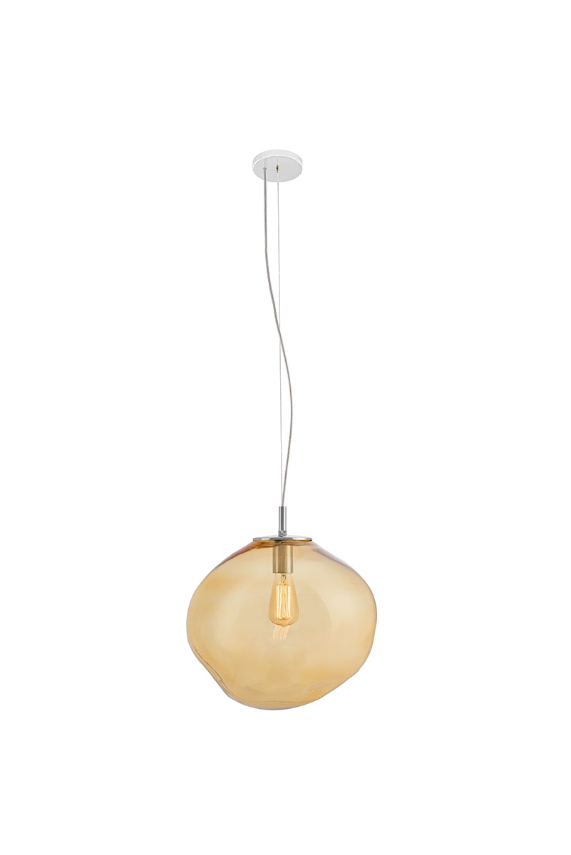 Pendelleuchte AVIA bernsteinfarben mit silbernem Finish