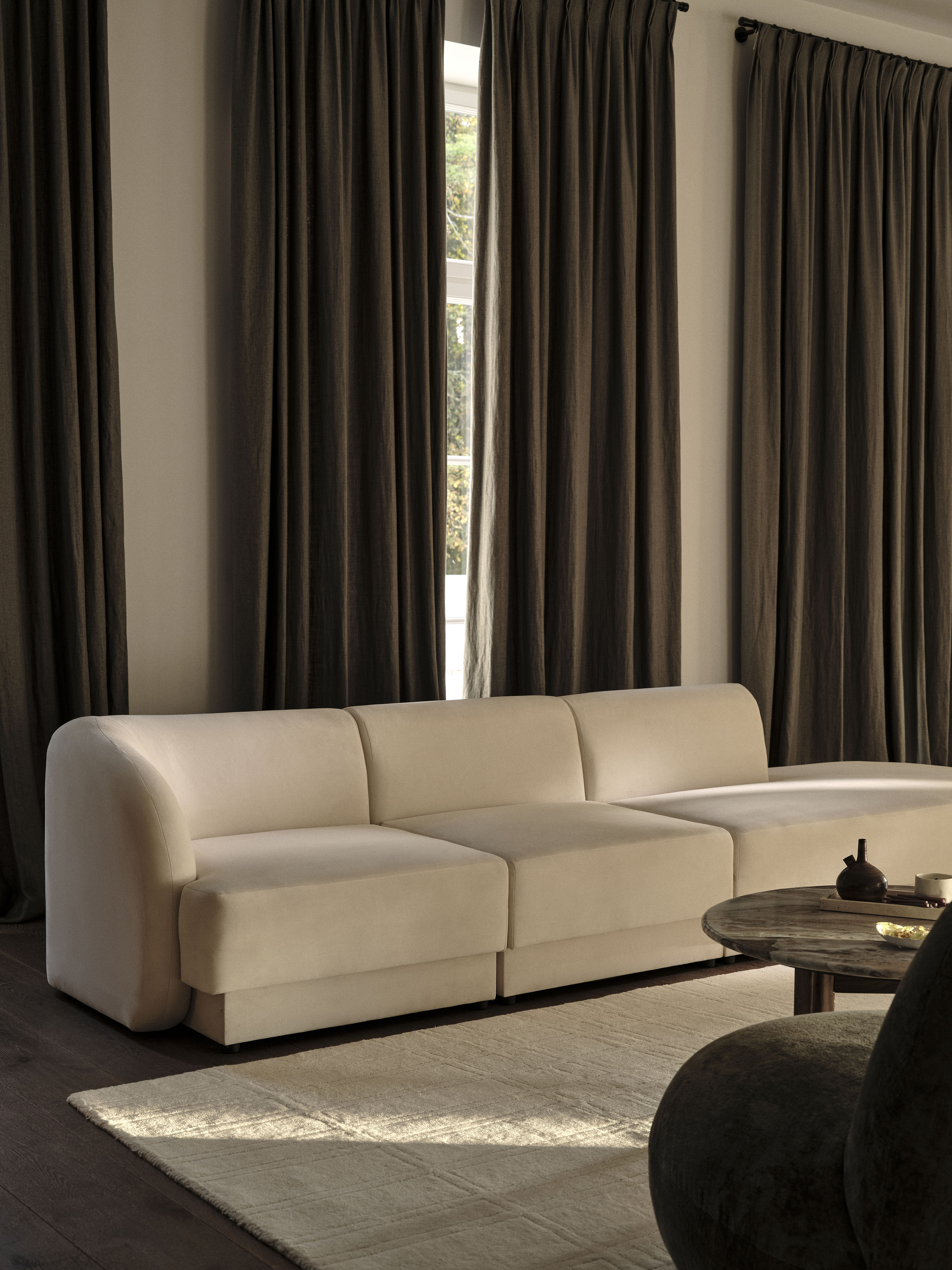 Modulares Samt-Ecksofa linksseitig für 7 Personen MILEY in königsblau