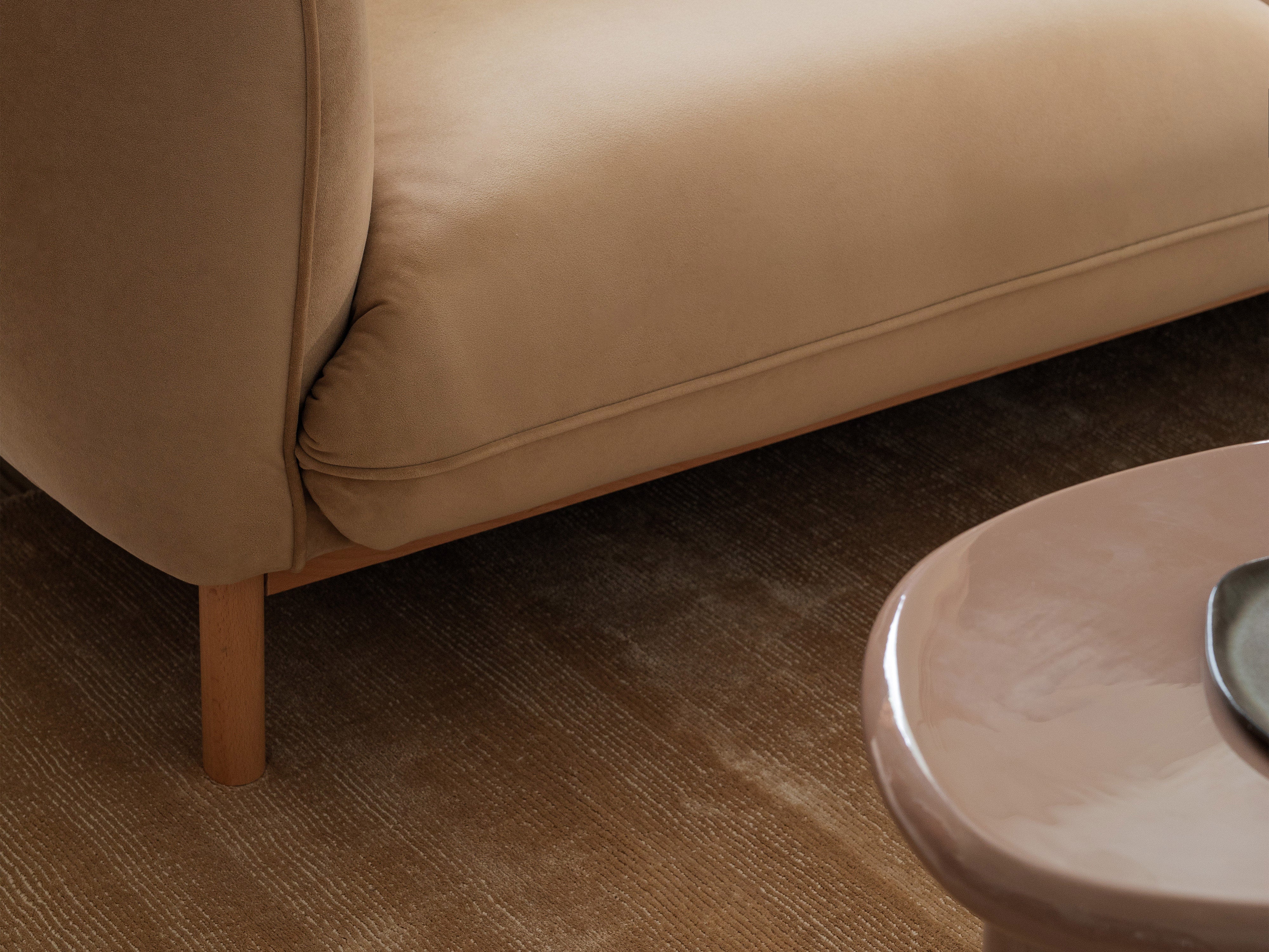 ADA Light Beige Velvet 2-Seater Sofa