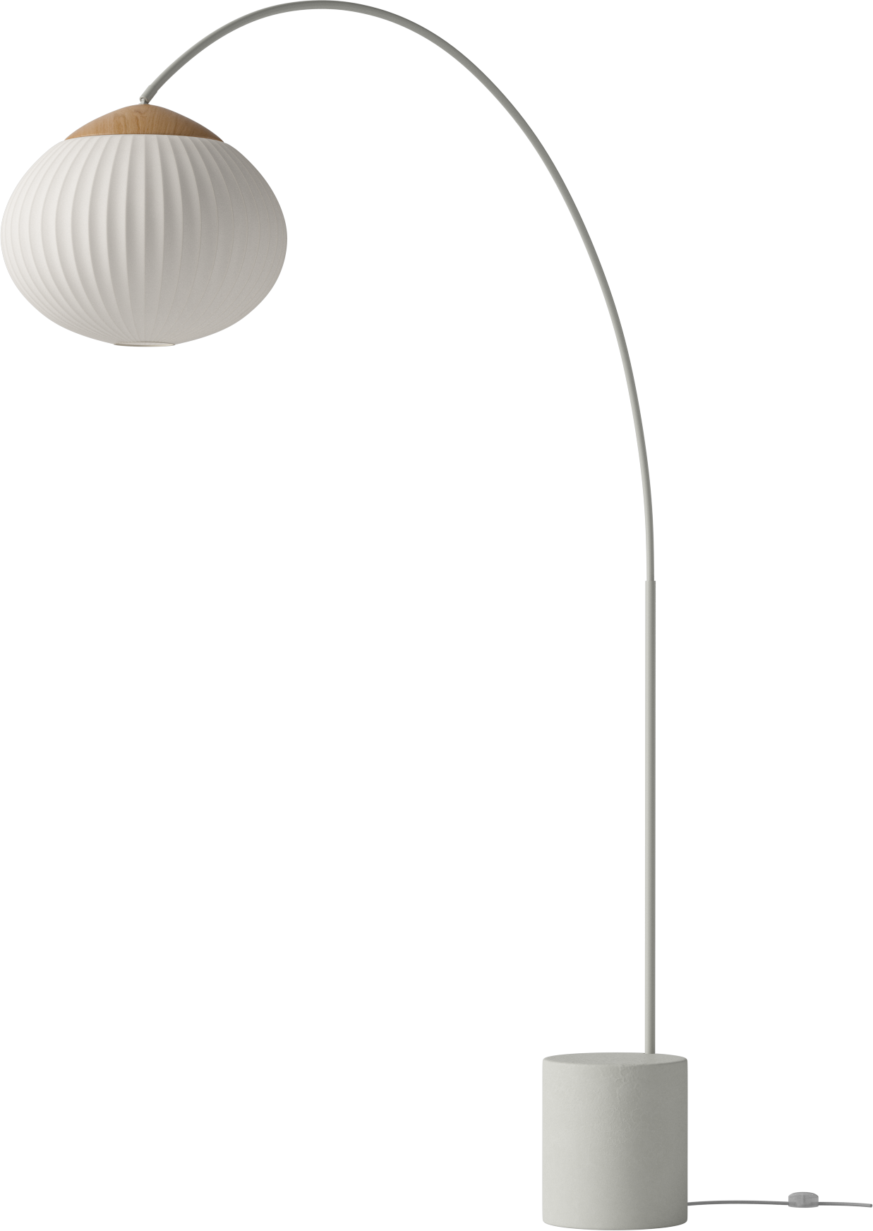 Eichel weiße Stehlampe mit grauer Betonbasis