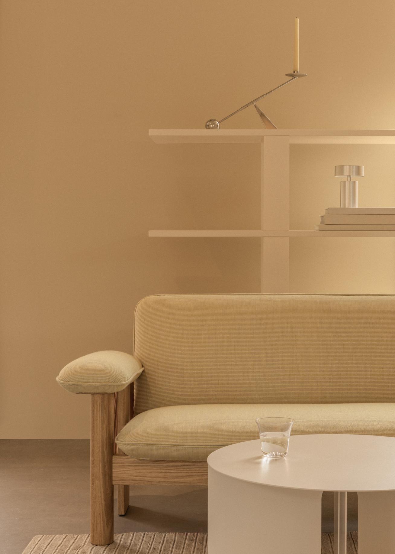 Sofa BRASILIA beige mit Eichenbasis