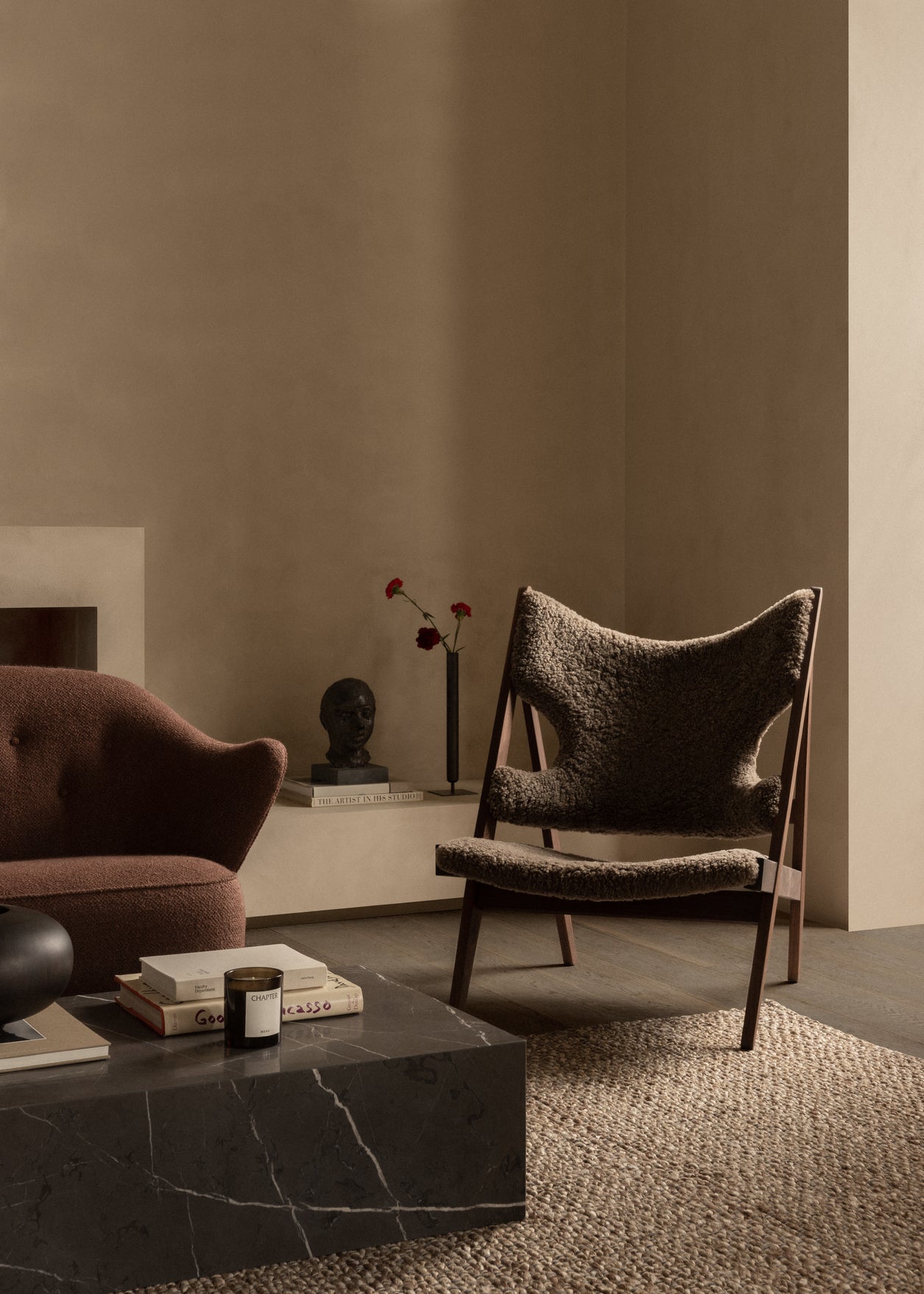 Sofa INGEBORG Schafsleder mit Eichenbasis [Julia]