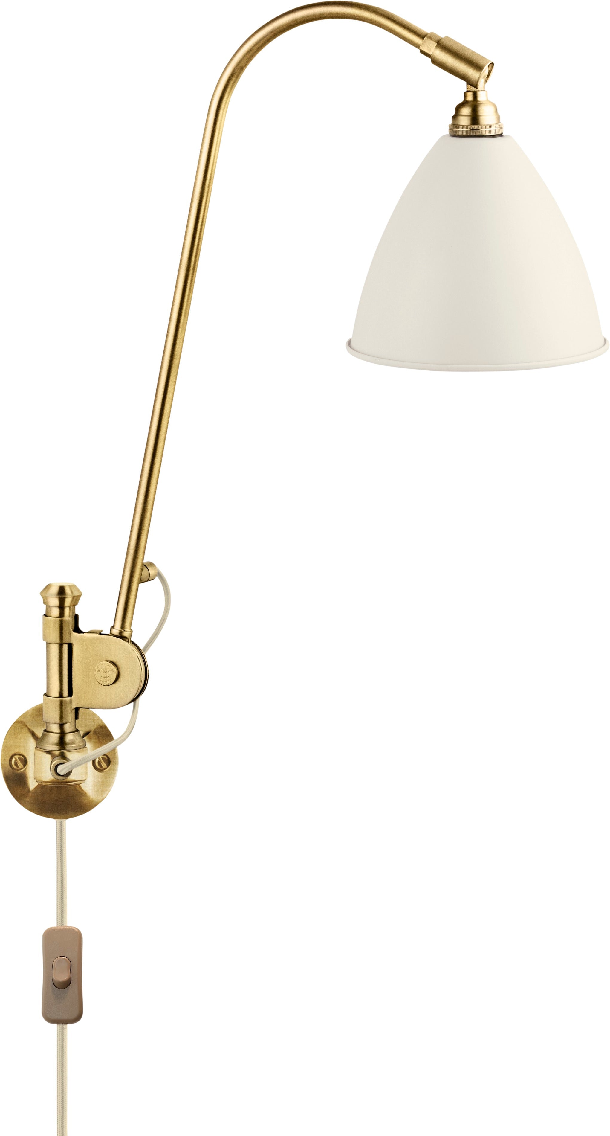 Wandleuchte BESTLITE BL5 Messing mit cremefarbenem Schirm