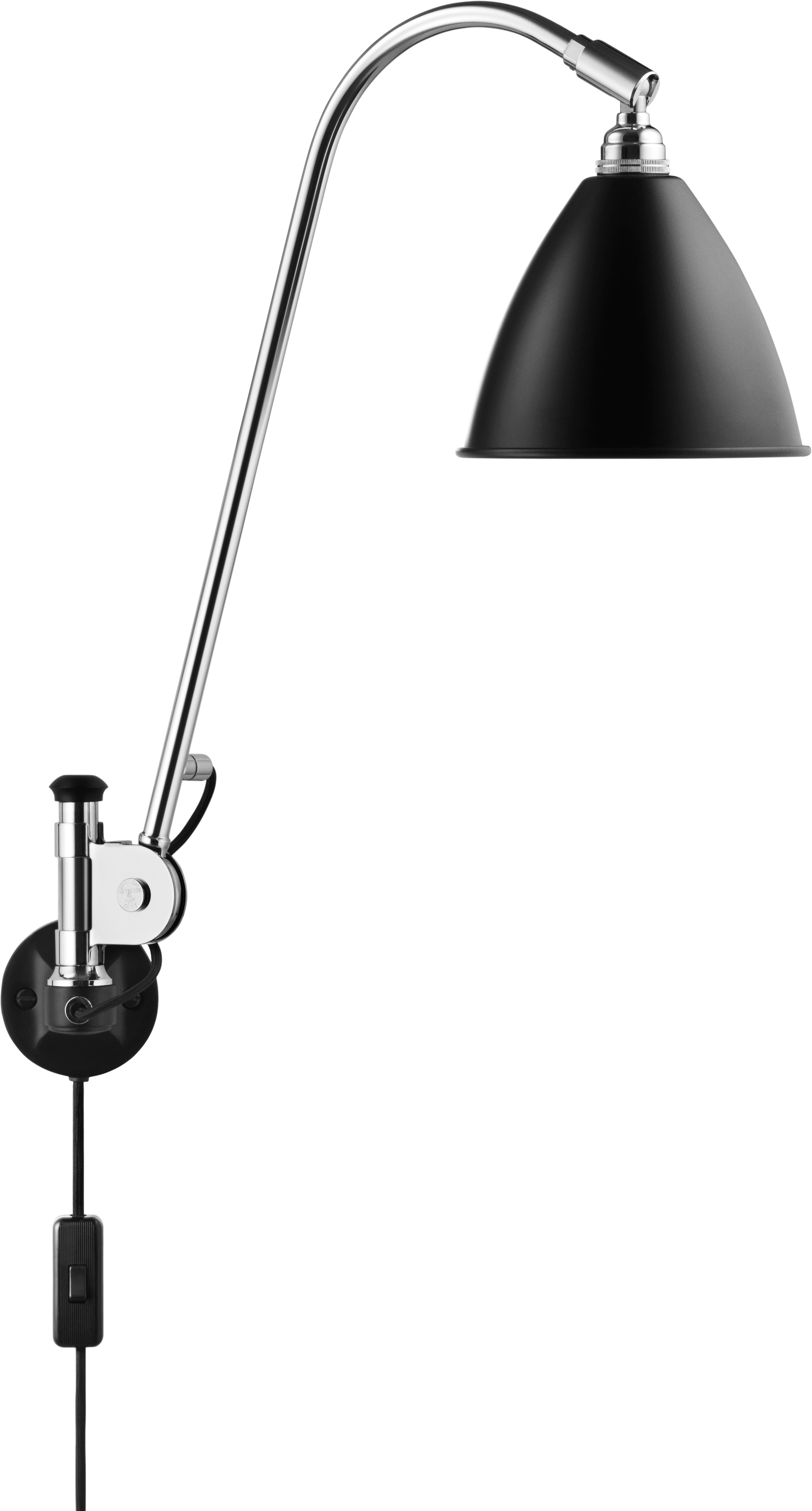 Wandleuchte BESTLITE BL5 Chrom mit schwarzem Schirm