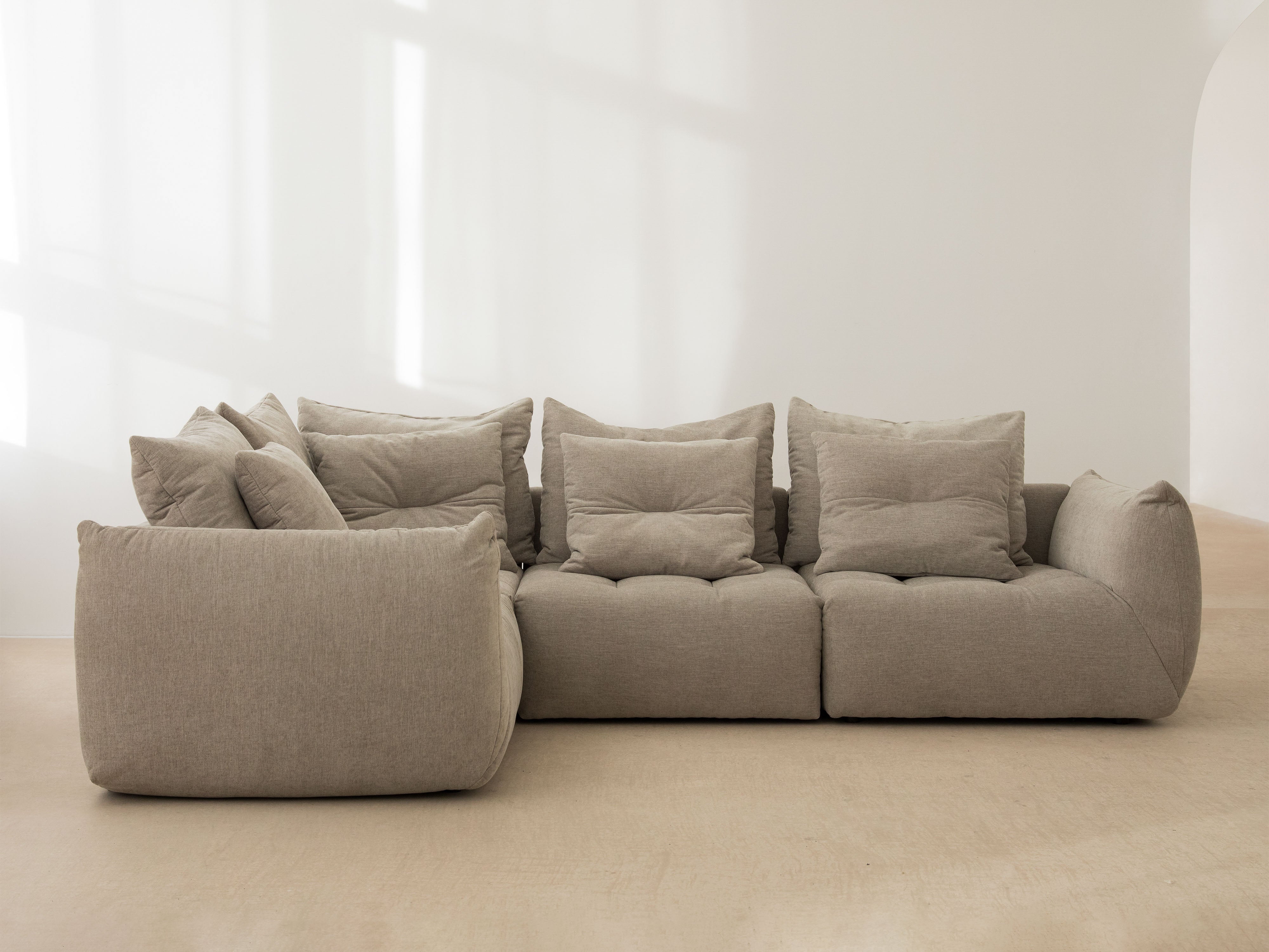 Velvet Modular Right Corner Sofa, "Bloom", 3 Seats, Gray, 316x216x95
Made in Europe