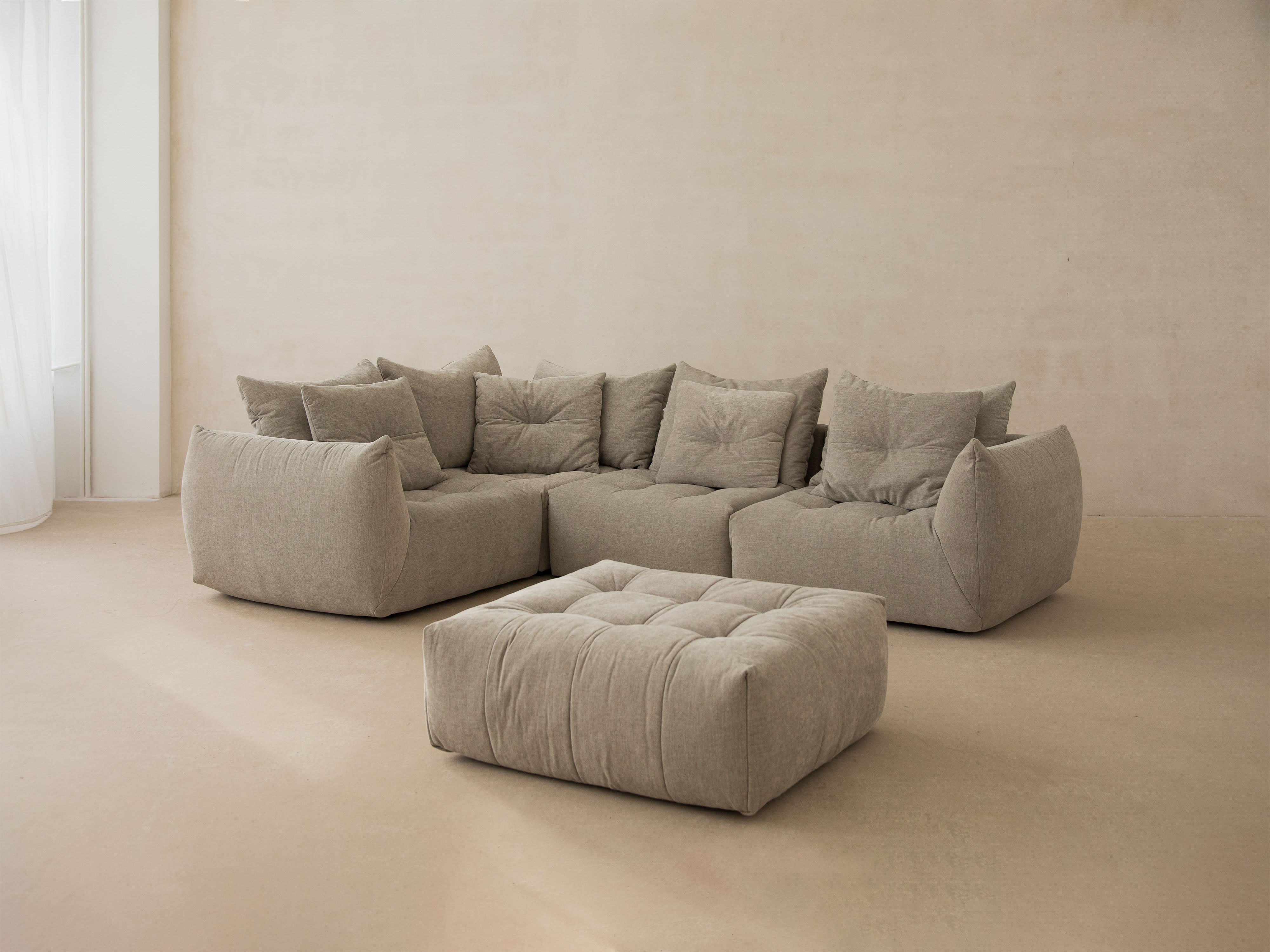Velvet Modular Right Corner Sofa, "Bloom", 3 Seats, Gray, 316x216x95
Made in Europe