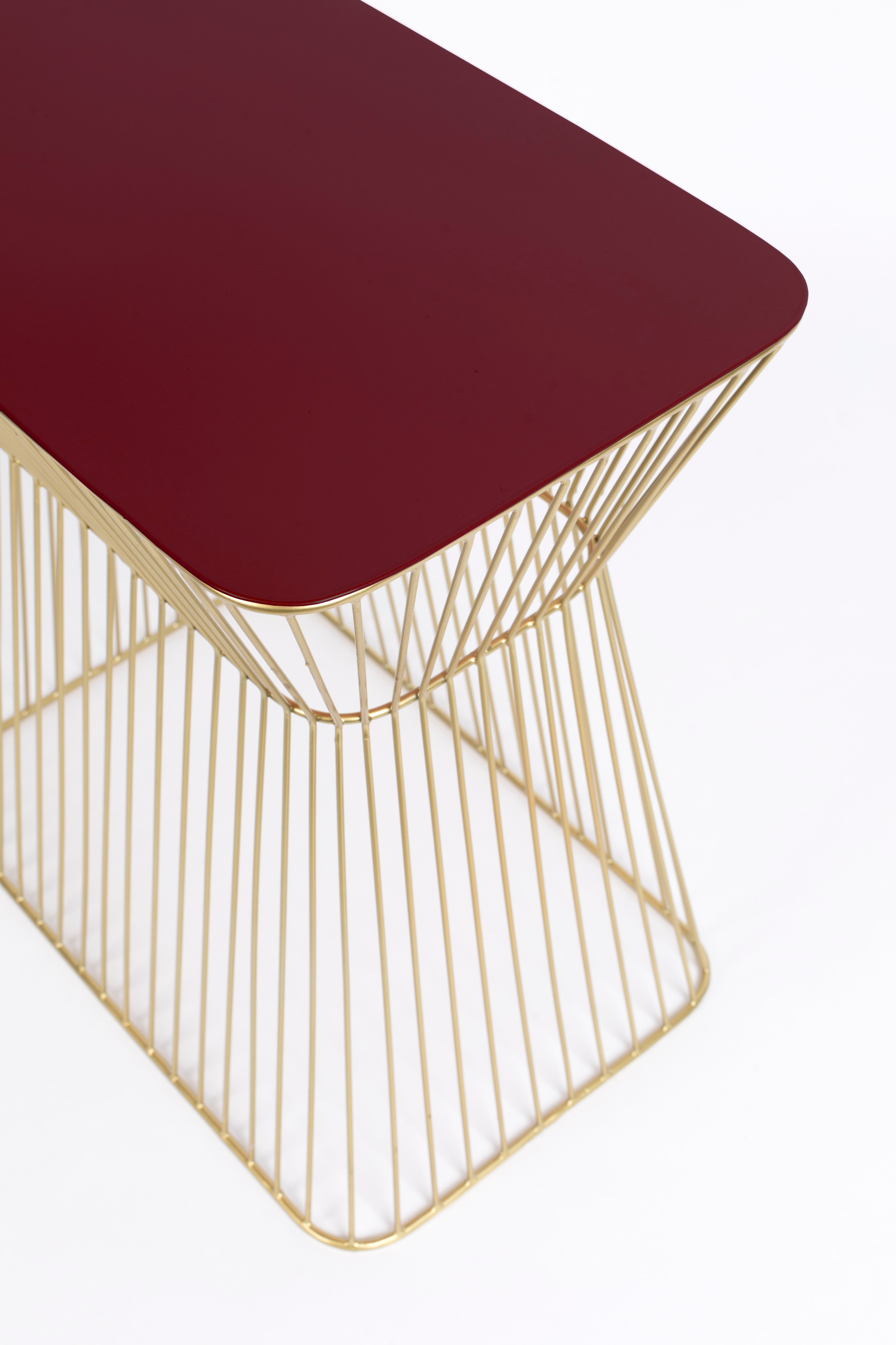 NO OFFENCE side table red wine with a gold base