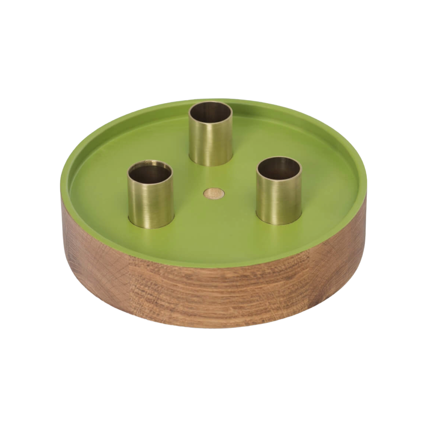 ENLIGHTENMENT 3 green candle holder with brass