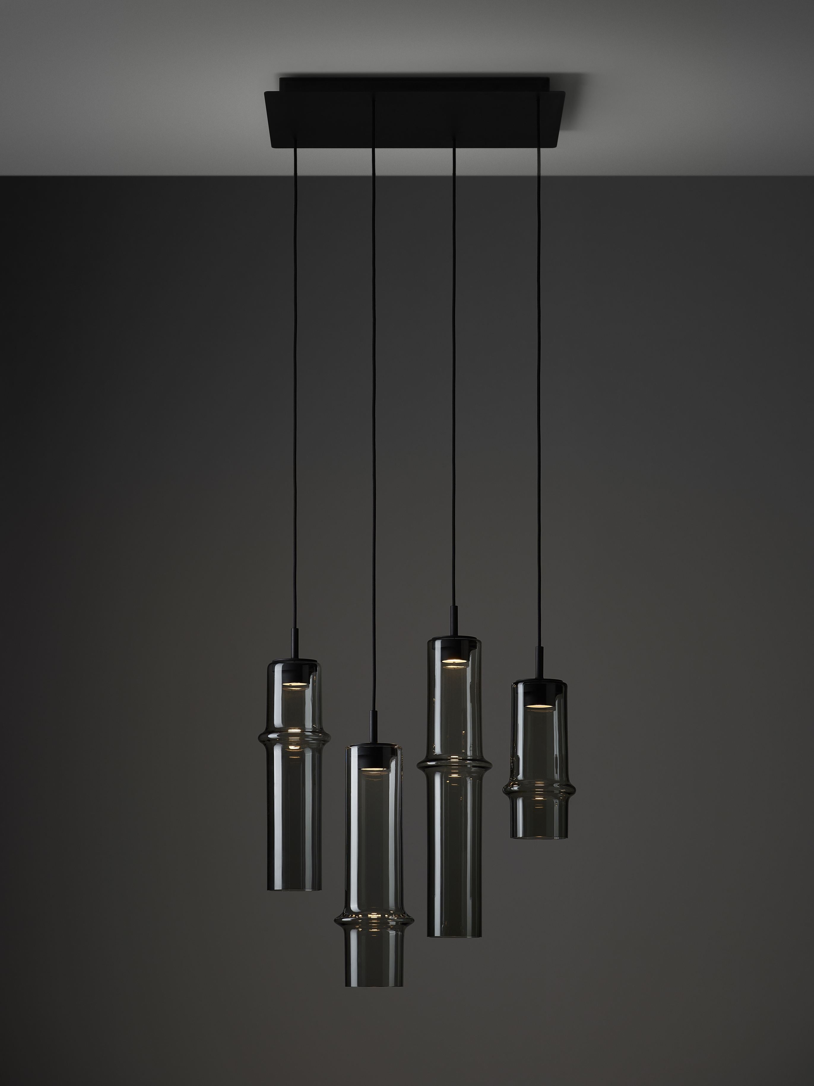 Hanging lamp bamboo forest glass