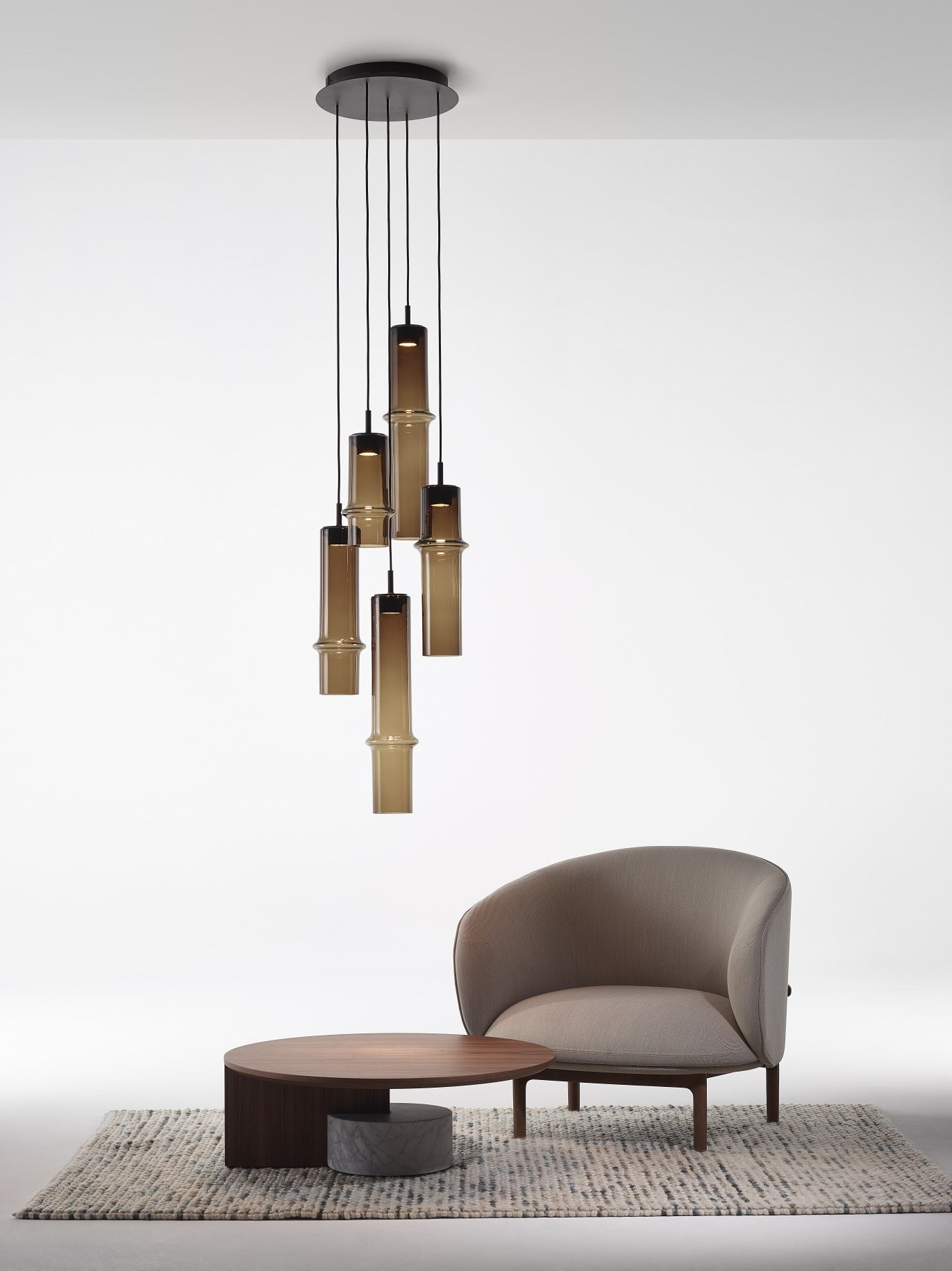 Hanging lamp bamboo forest glass