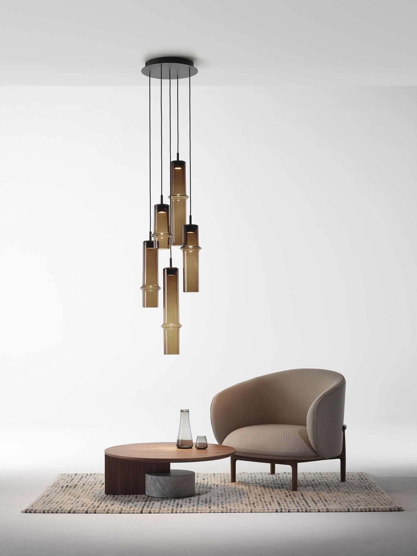 Hanging lamp bamboo forest glass