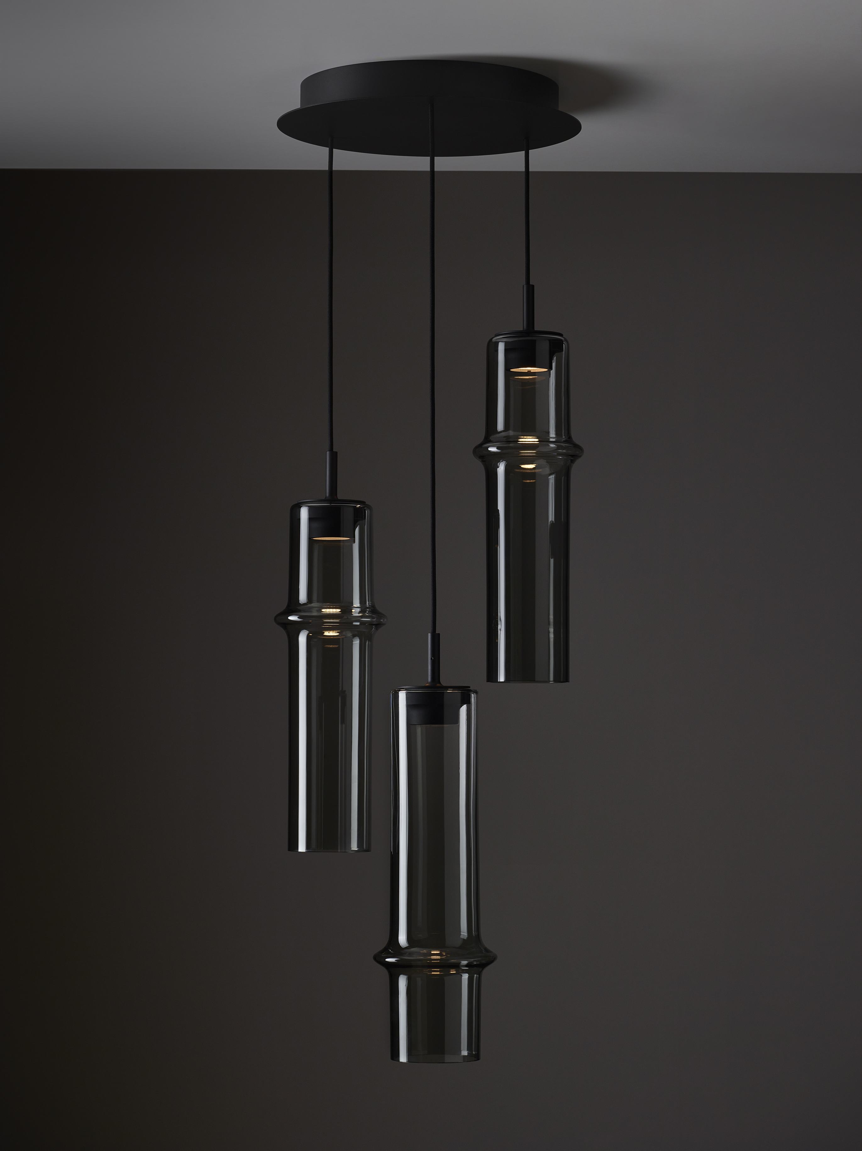 Hanging lamp bamboo forest glass