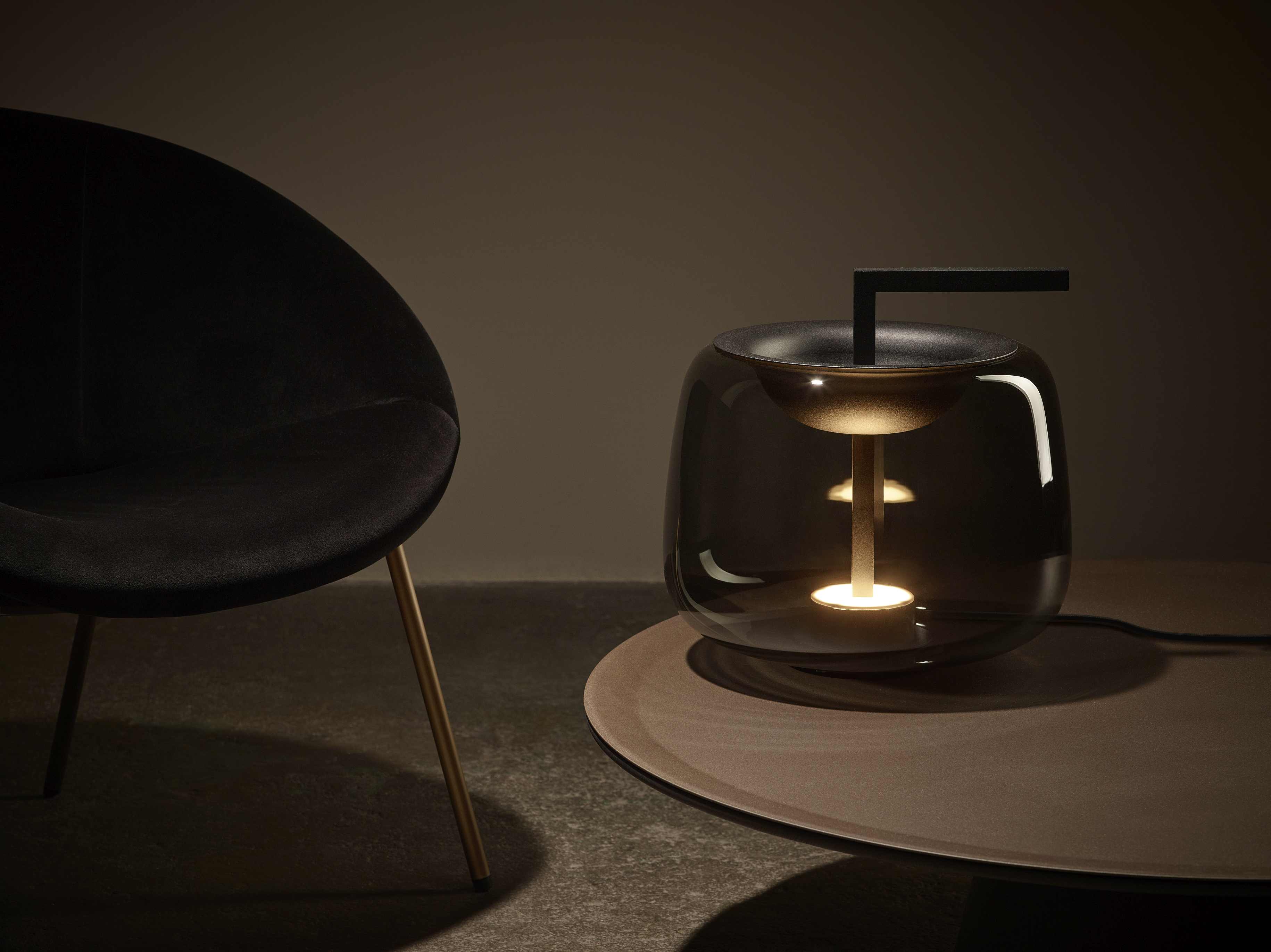 Doppelte Tischlampe glänzendes Glas