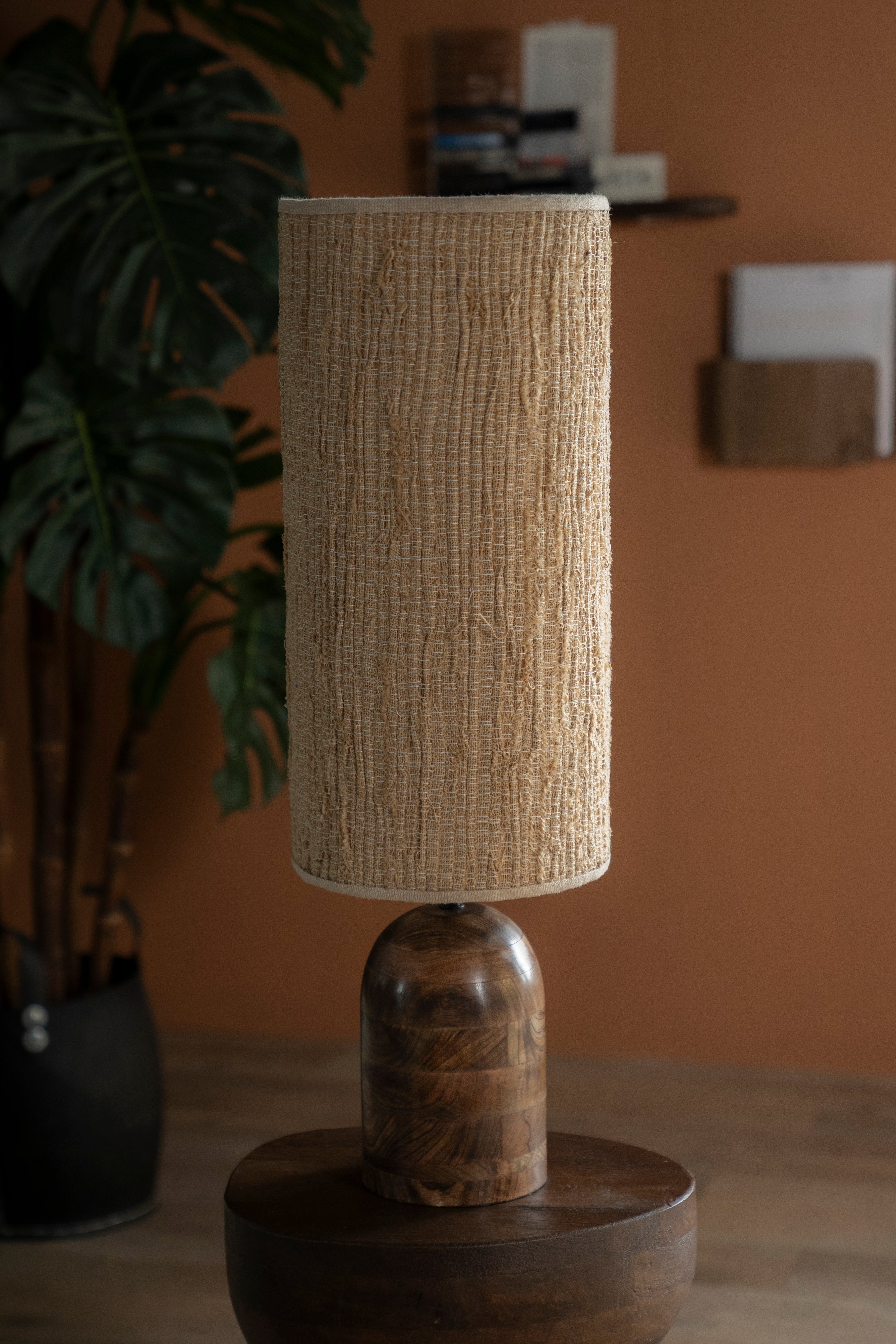 GADJA Jute Table Lamp with Wooden Base