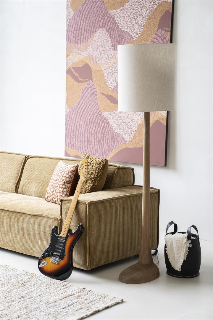 RINE Floor Lamp Dark Mango Wood with Cream Shade