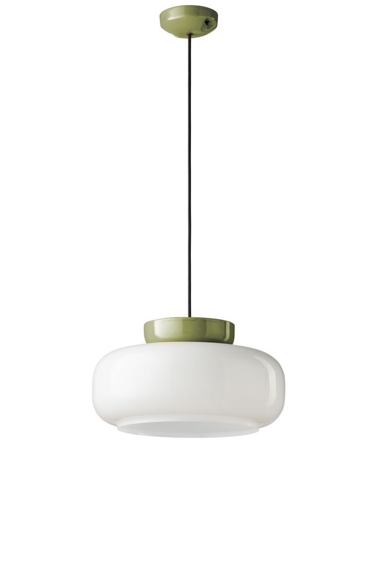 MARACANÀ milk ceramic pendant lamp with sage